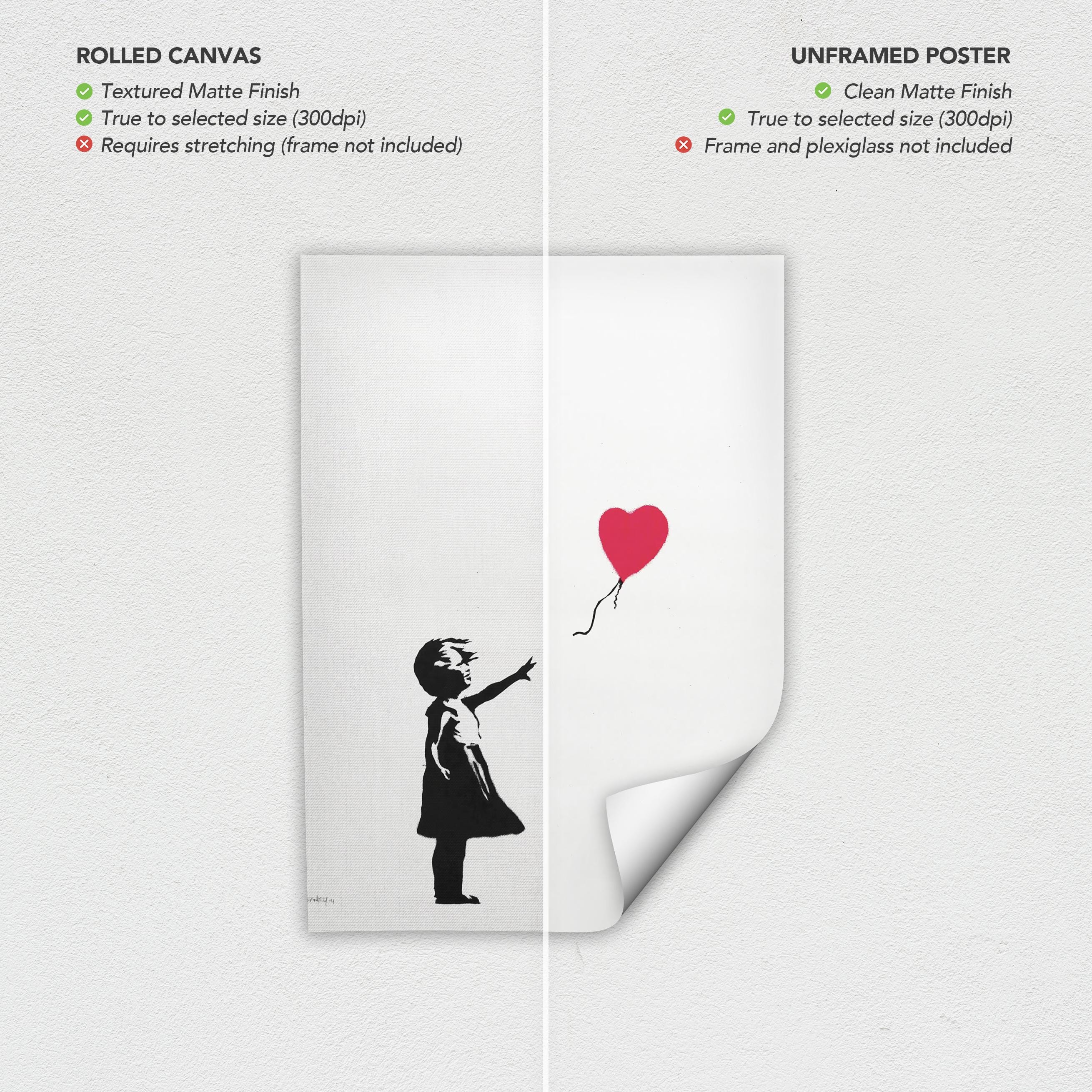 Girl with Balloon by Banksy | Iconic Street Graffiti Piece Canvas Art | Poster Print