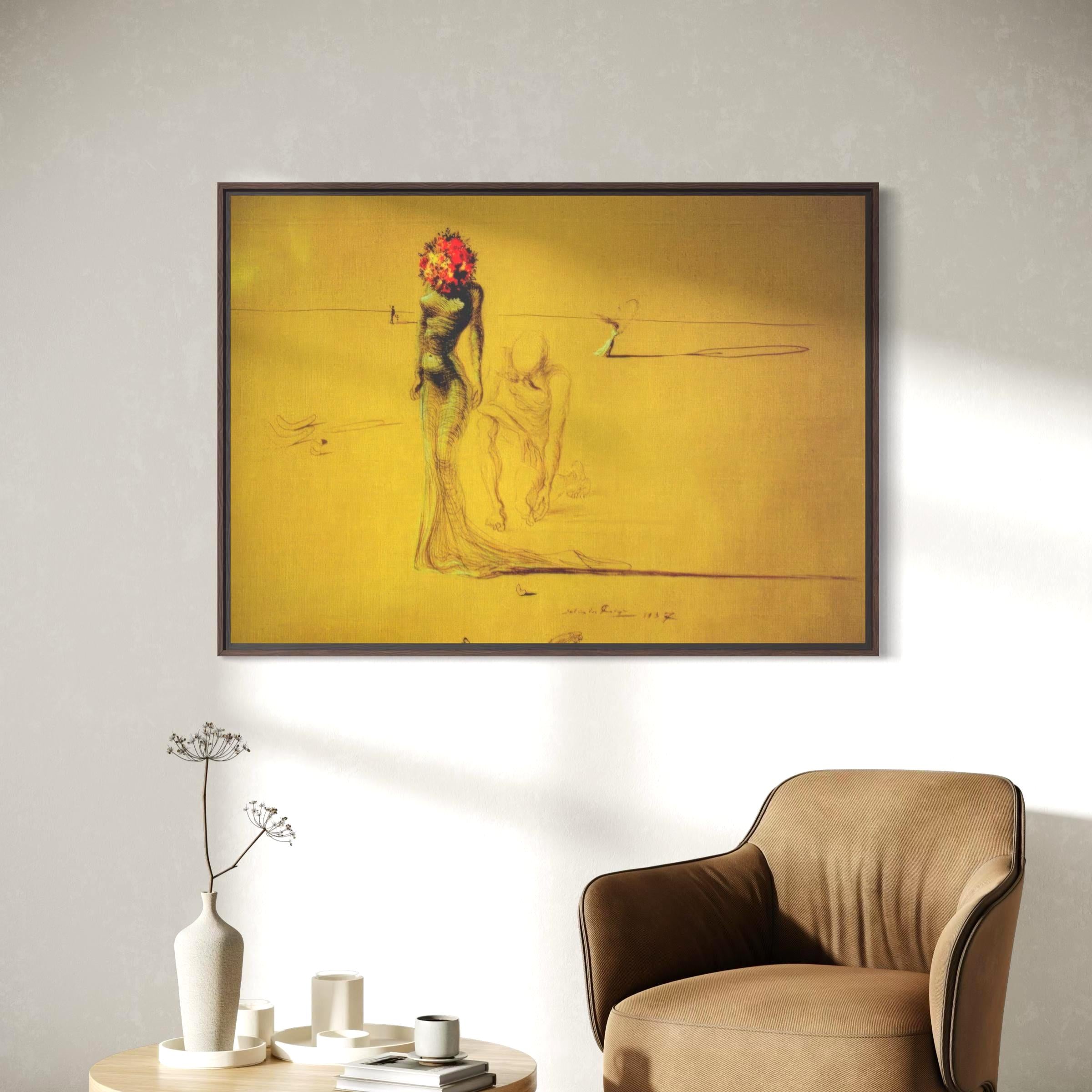 Salvador Dali Woman With a Head of Roses Wall Art | Canvas Poster Print | Surrealism Modern Art