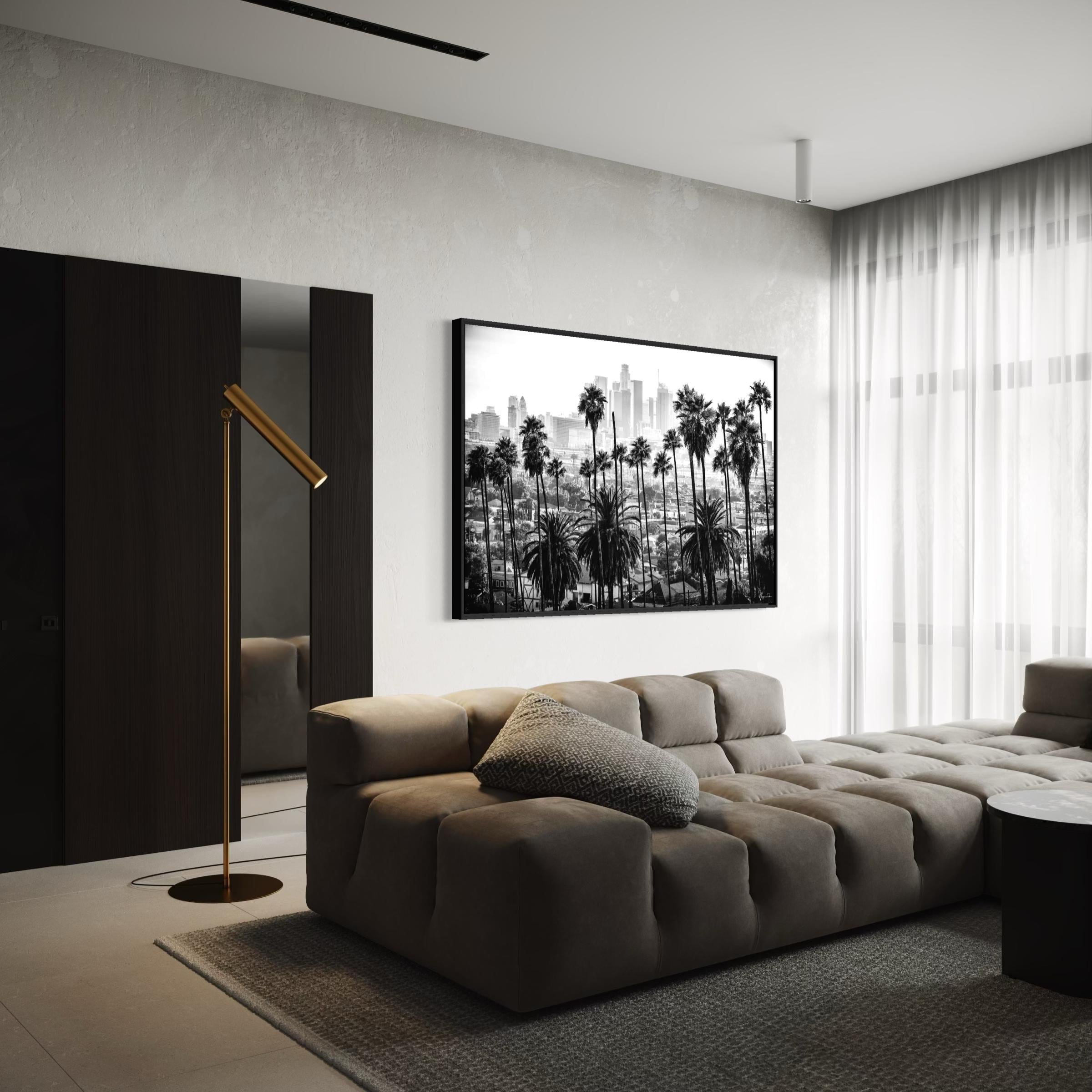 LA Skyline Black & White Los Angeles Palm Trees Poster Print | Canvas Wall Art