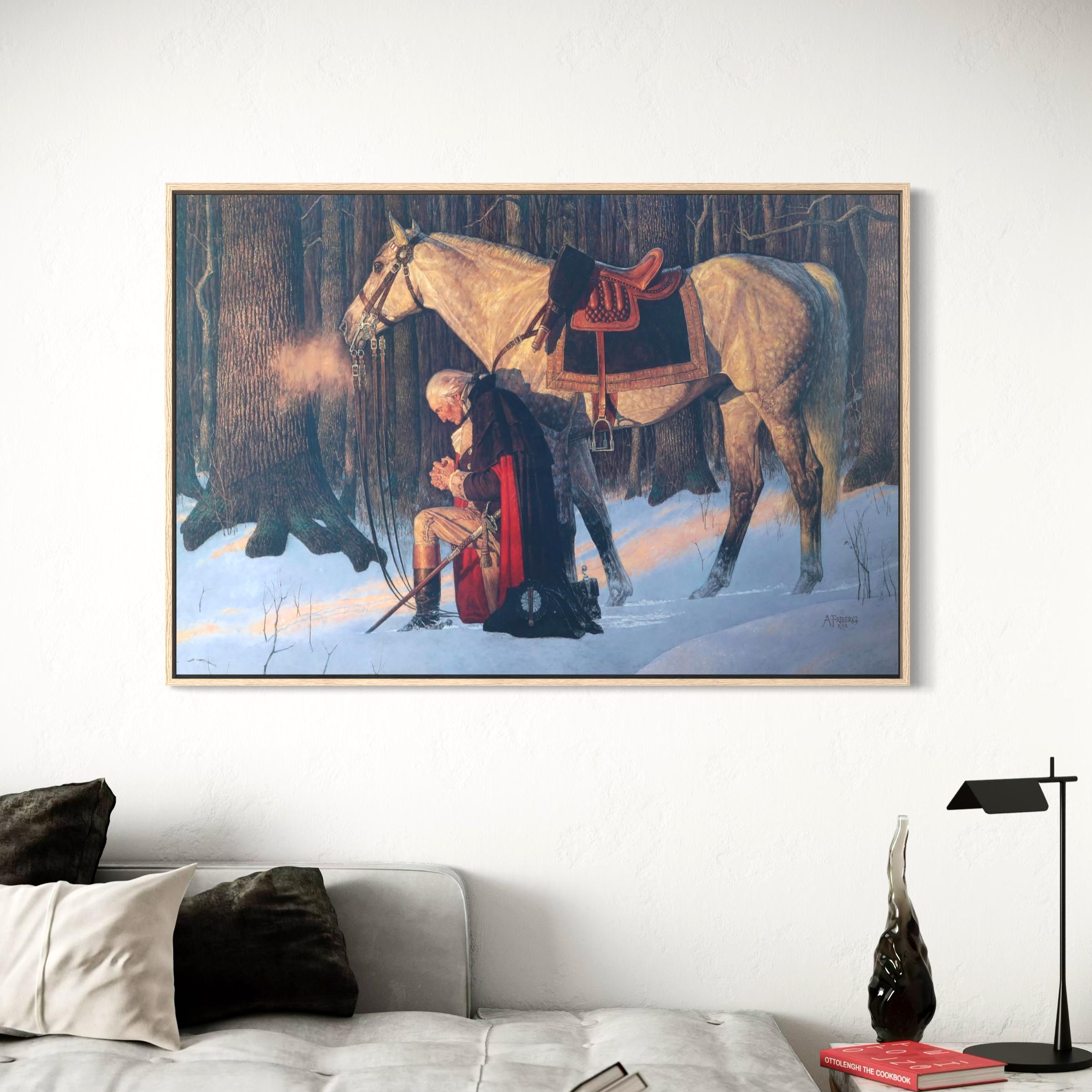 George Washington Praying | Prayer at Valley Forge | American Poster Print | Canvas Art