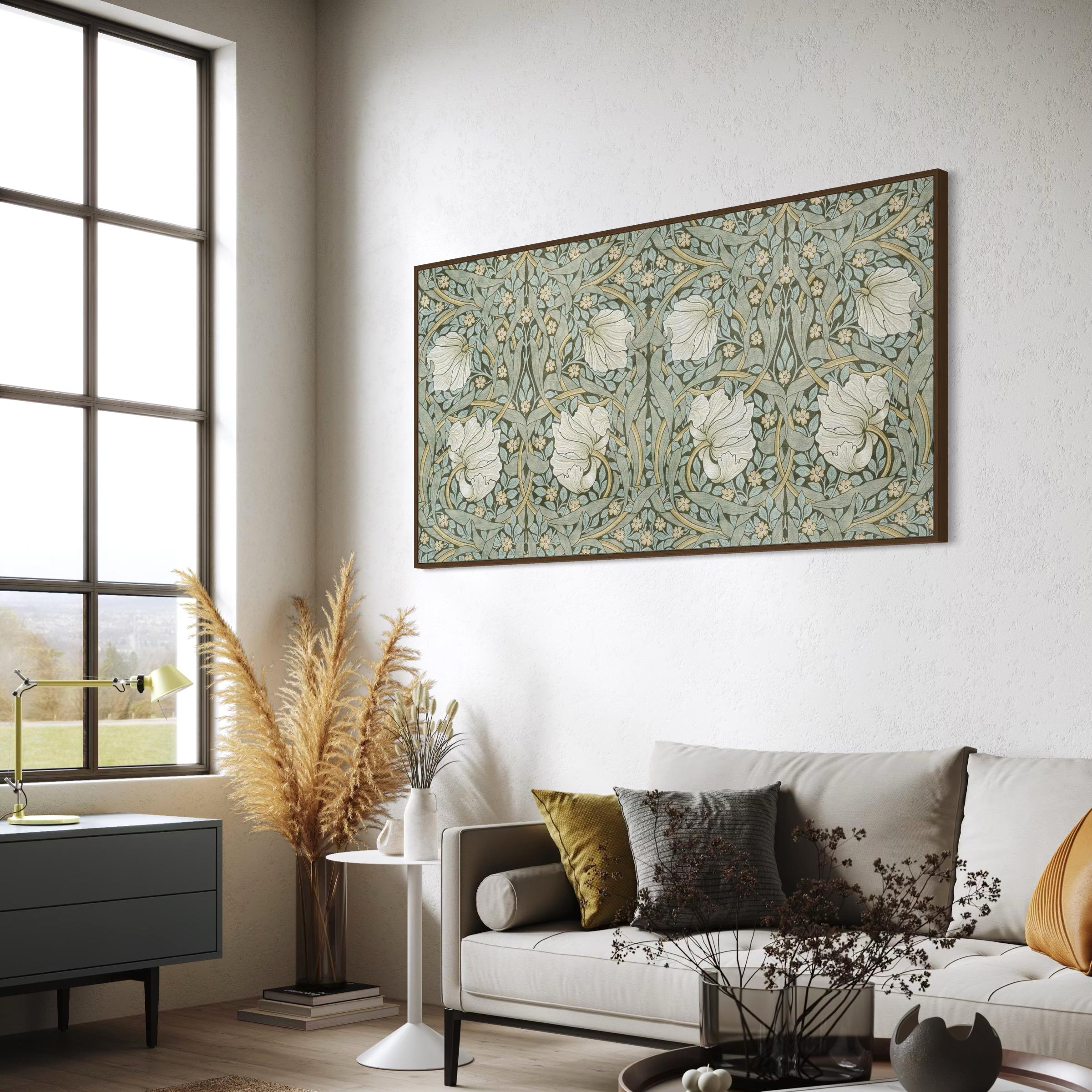Framed Canvas | Poster Print Wall Art | Mid Century Modern | Sage Green Boho Art Nouveau