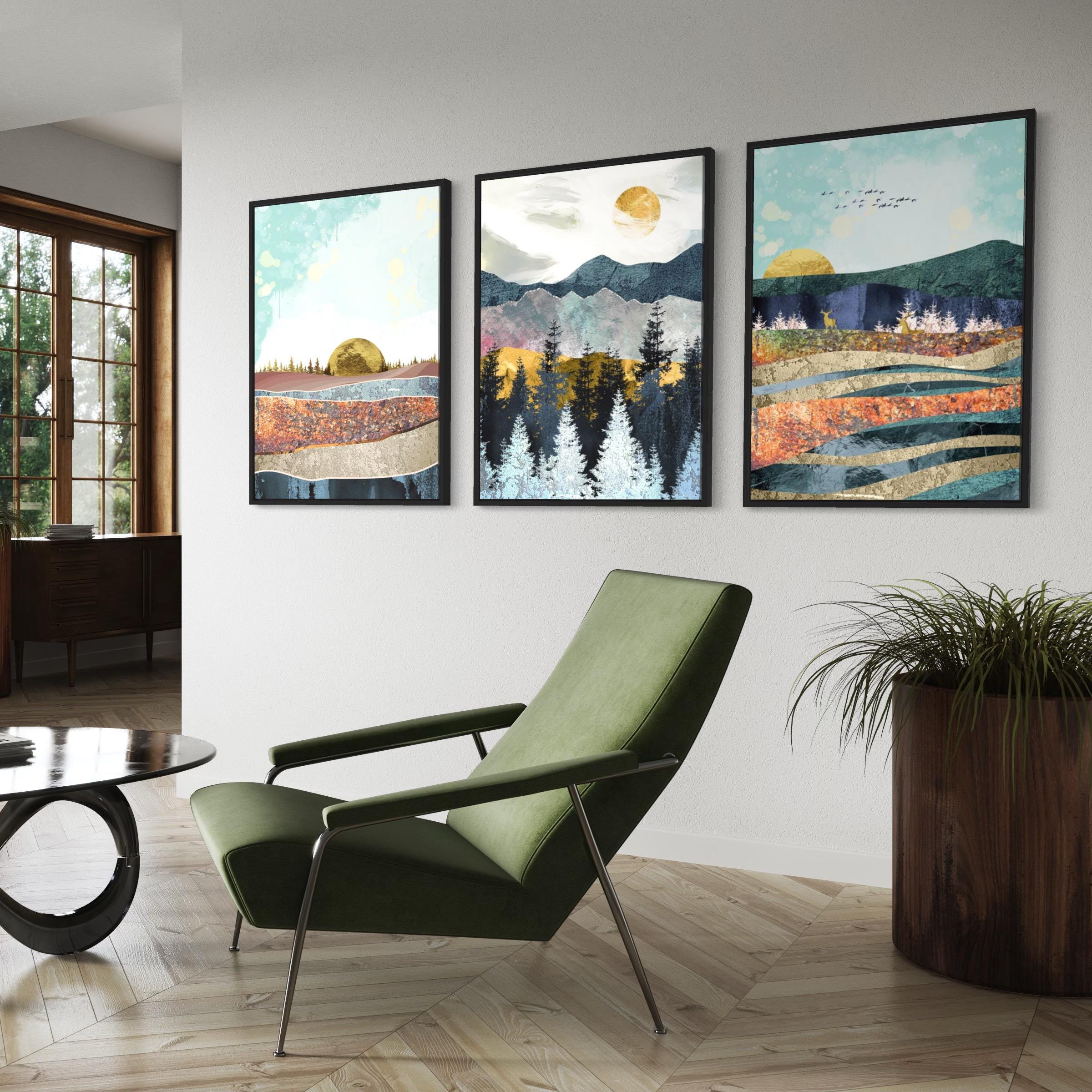 Abstract Forest Set of 3 Modern Landscape Poster Prints | Canvas Wall Art