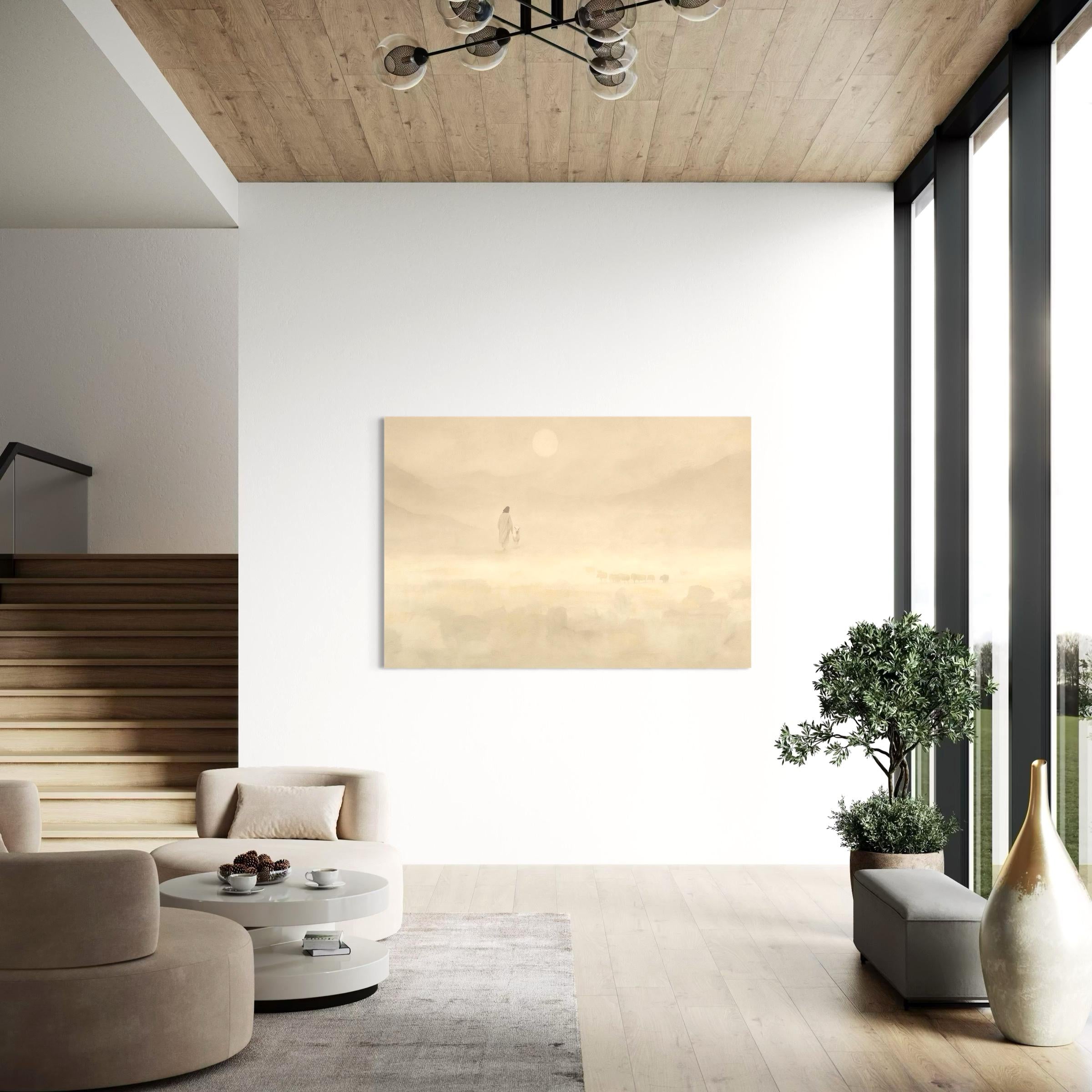 The Lost Sheep Wall Art Canvas | Poster Print | Minimalist Christian Jesus Parable Art
