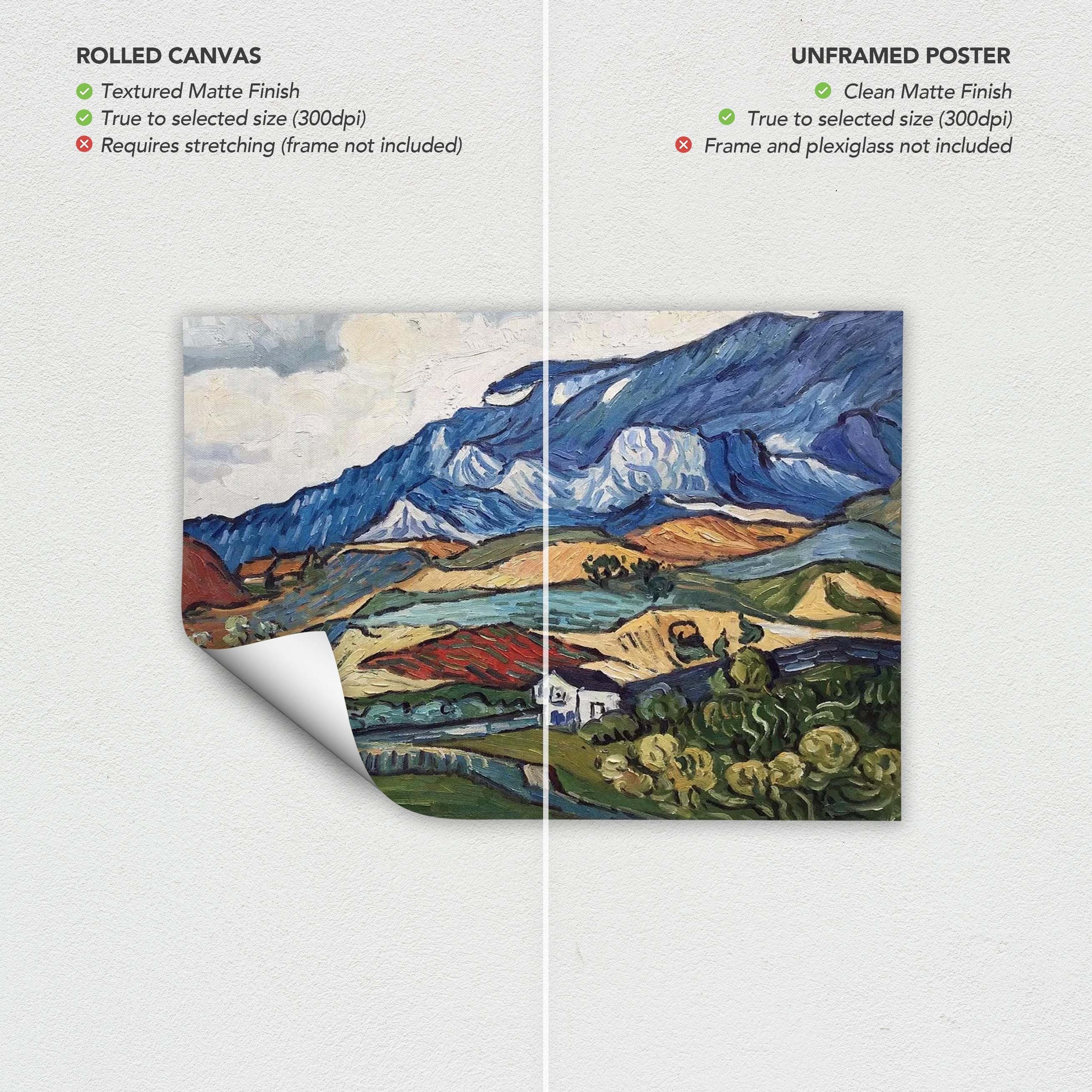 Van Gogh Mountains at Saint-Remy Canvas Art | Poster Print