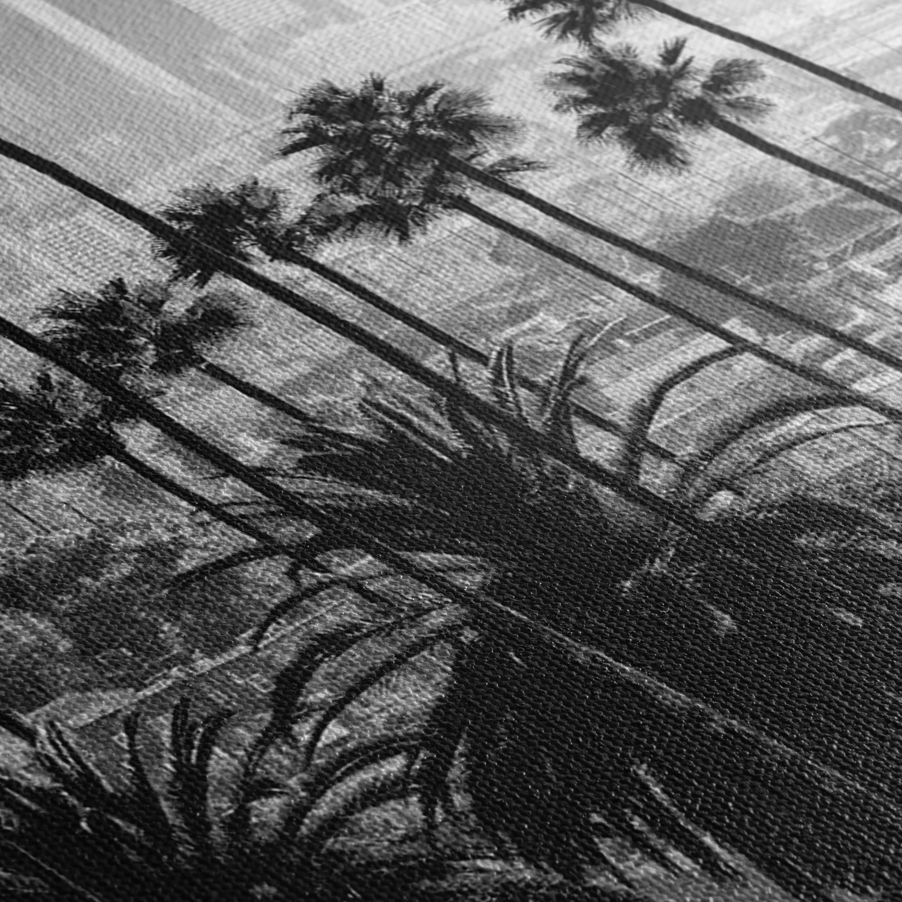 LA Skyline Black & White Los Angeles Palm Trees Poster Print | Canvas Wall Art