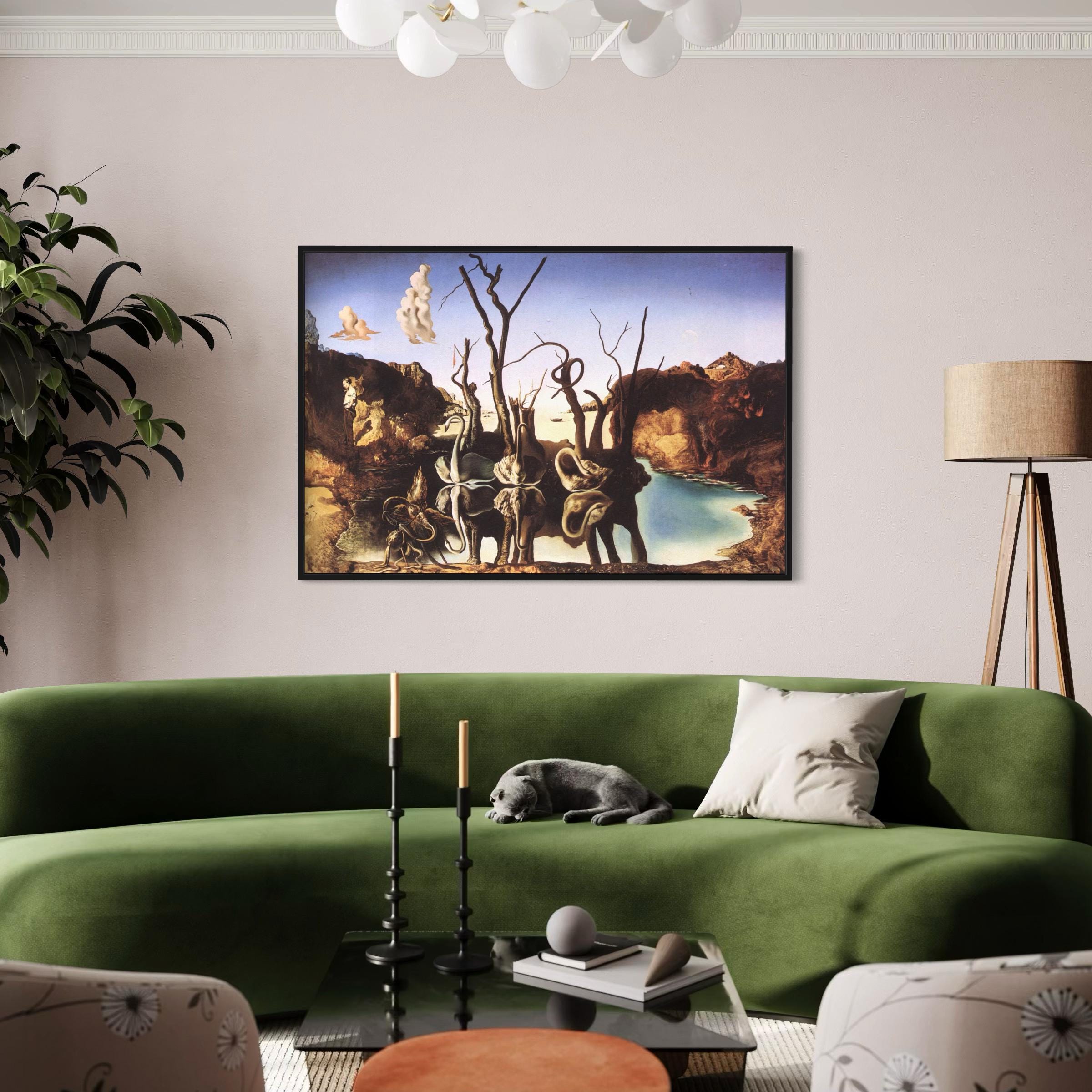Salvador Dali Swans Reflecting Elephants Surrealism Modern Canvas Art | Poster Print