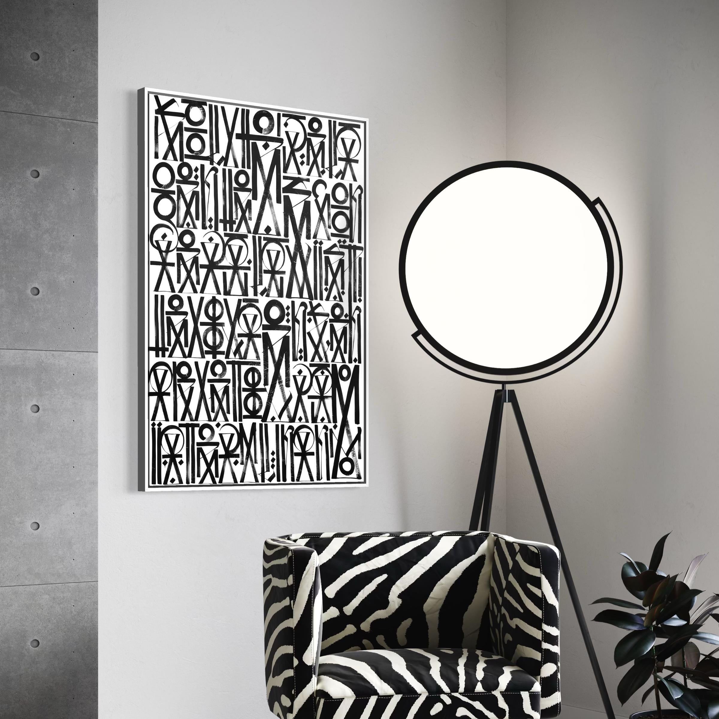 Abstract Black & White Calligraphy Poster Print | Minimalist Scandinavian Canvas Wall Art