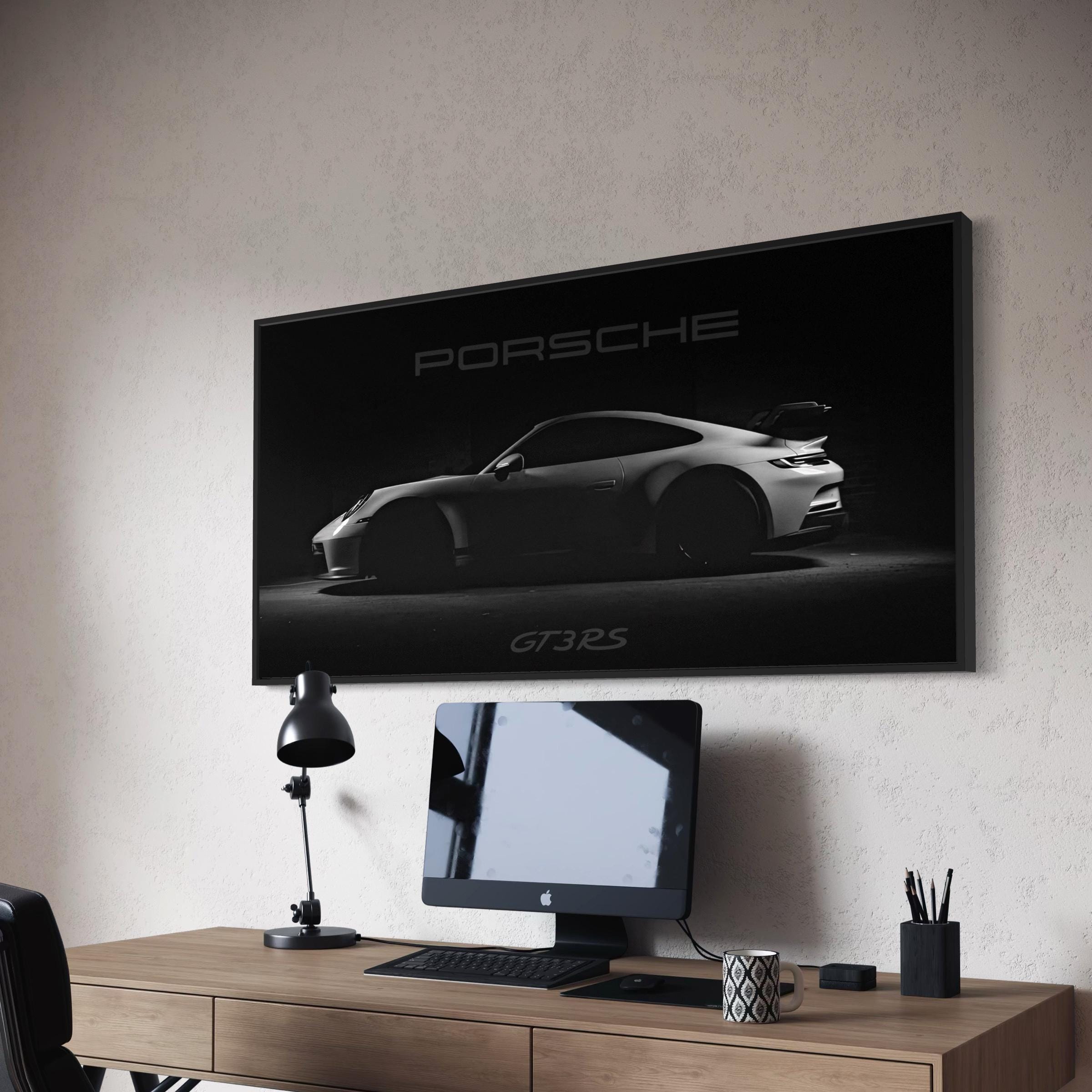Porsche 911 Motivational GT3 RS Sports Car | Black & White Canvas Art | Poster Print