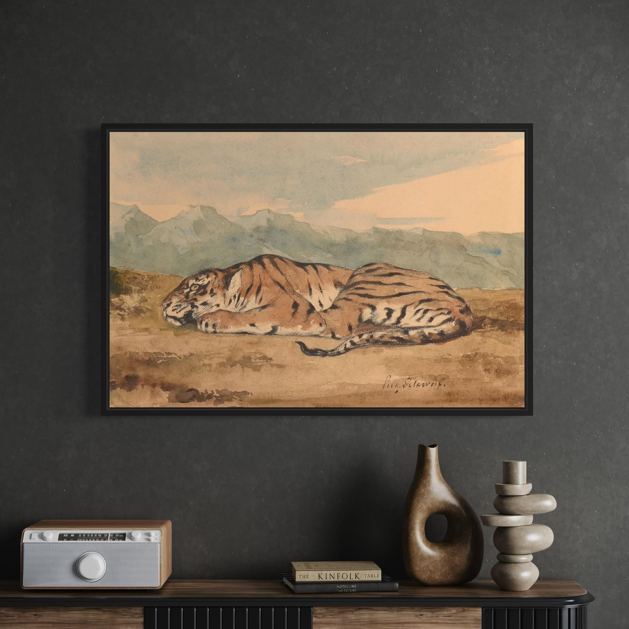 Royal Tiger by Eugene Delacroix | Vintage Animal Wildlife Canvas Art | Poster Print