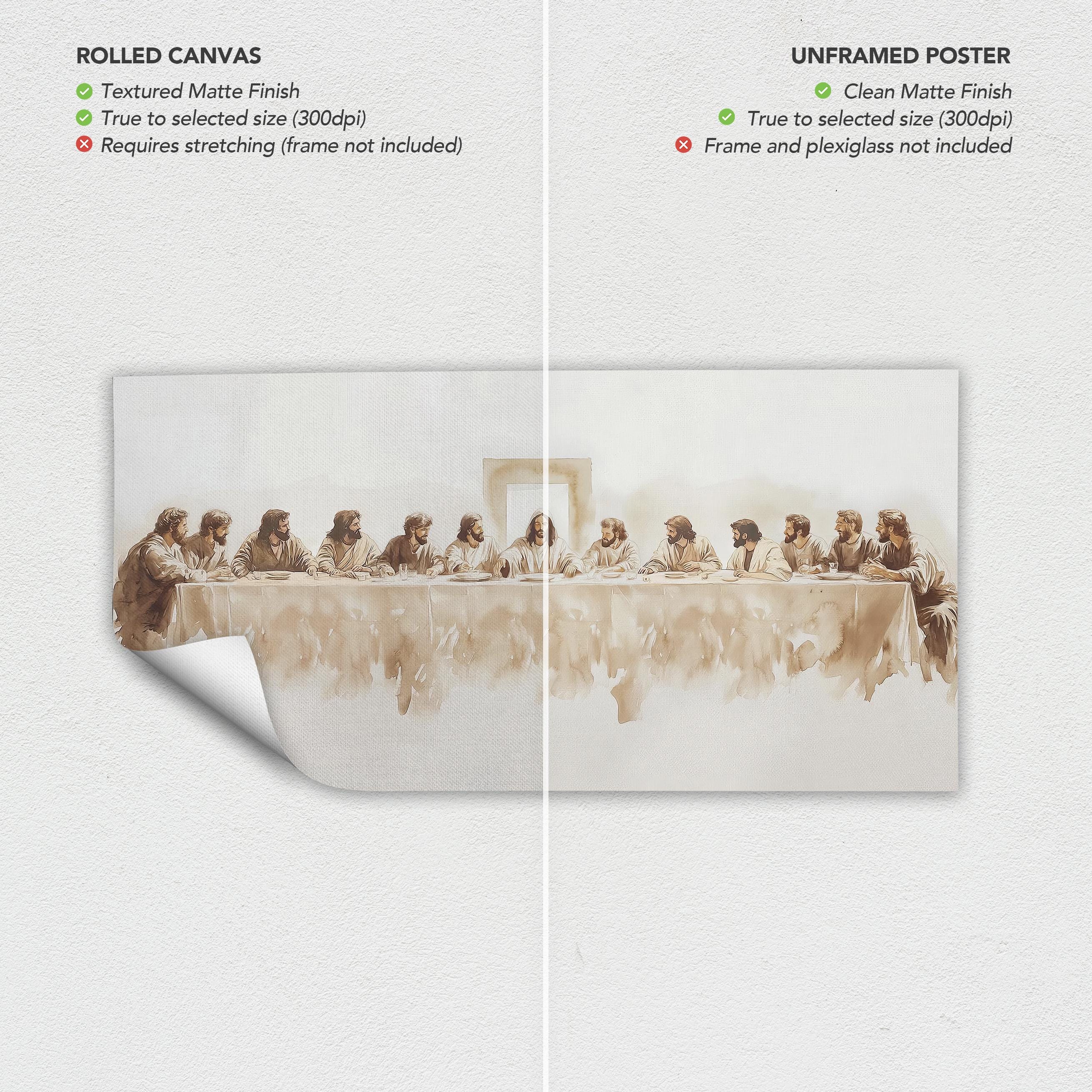 The Last Supper Jesus Watercolor Canvas Art | Poster Print | Modern Christian Religious Artwork