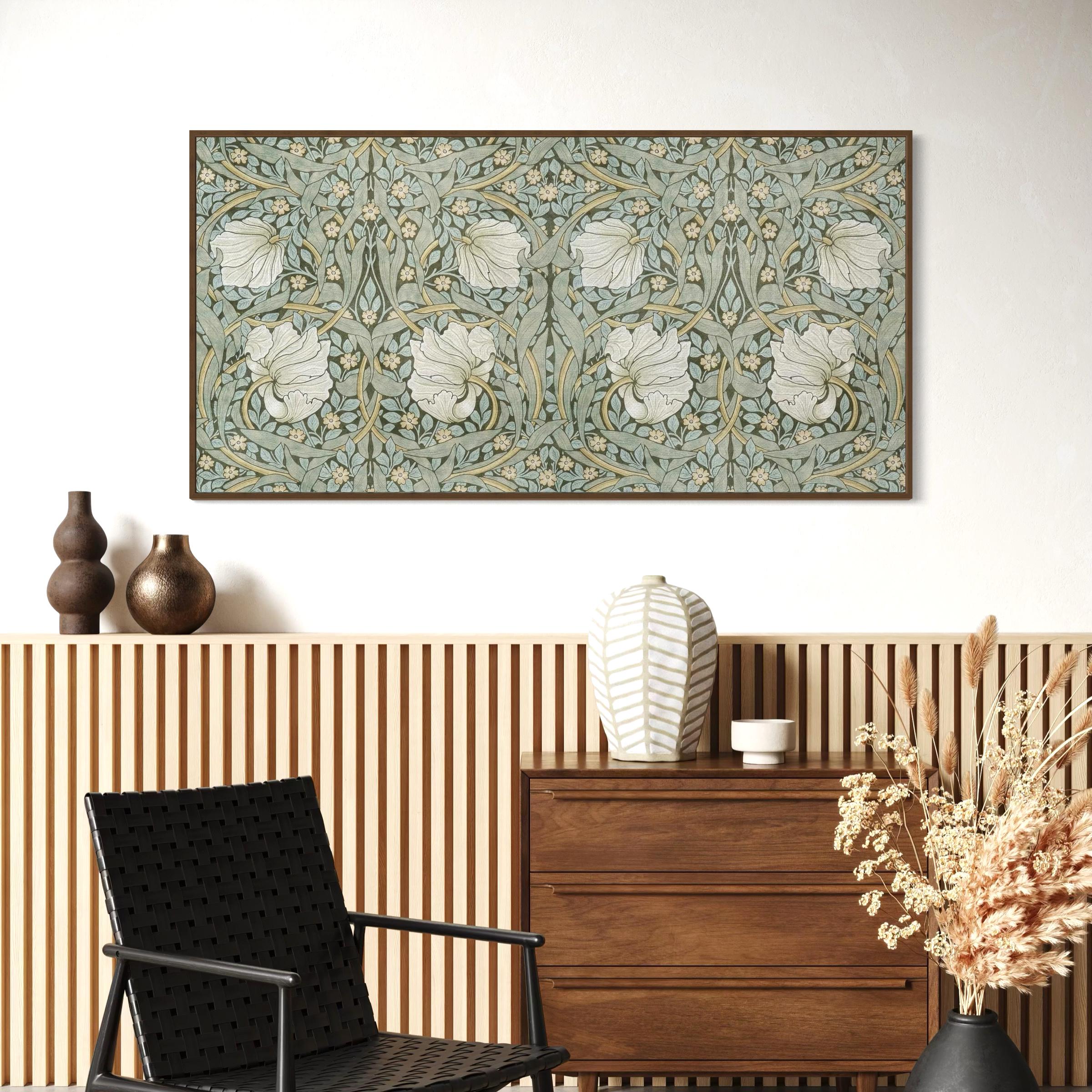 Framed Canvas | Poster Print Wall Art | Mid Century Modern | Sage Green Boho Art Nouveau