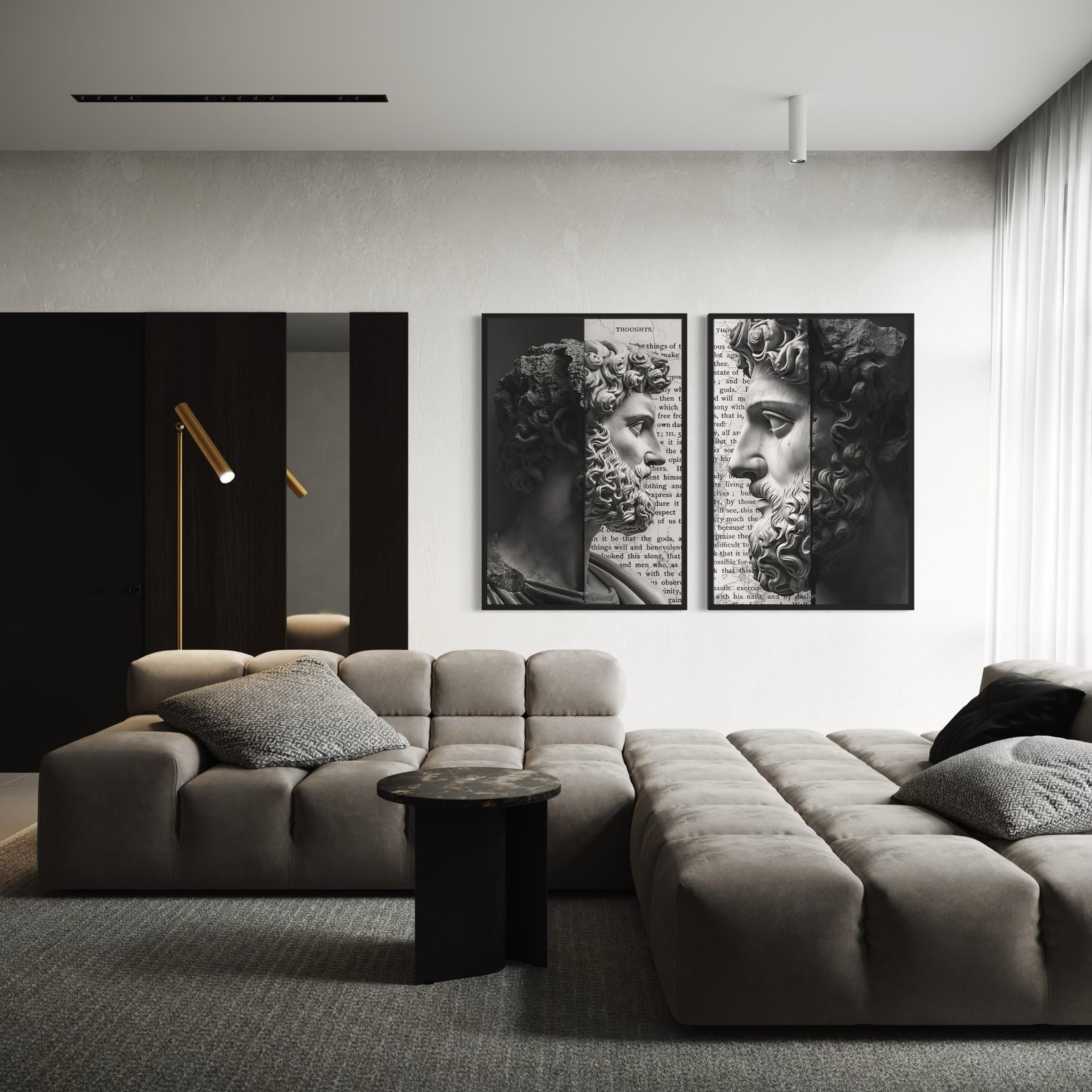 Marcus Aurelius Masculine Poster Prints | Canvas Wall Art | Stoic Ancient Sculpture