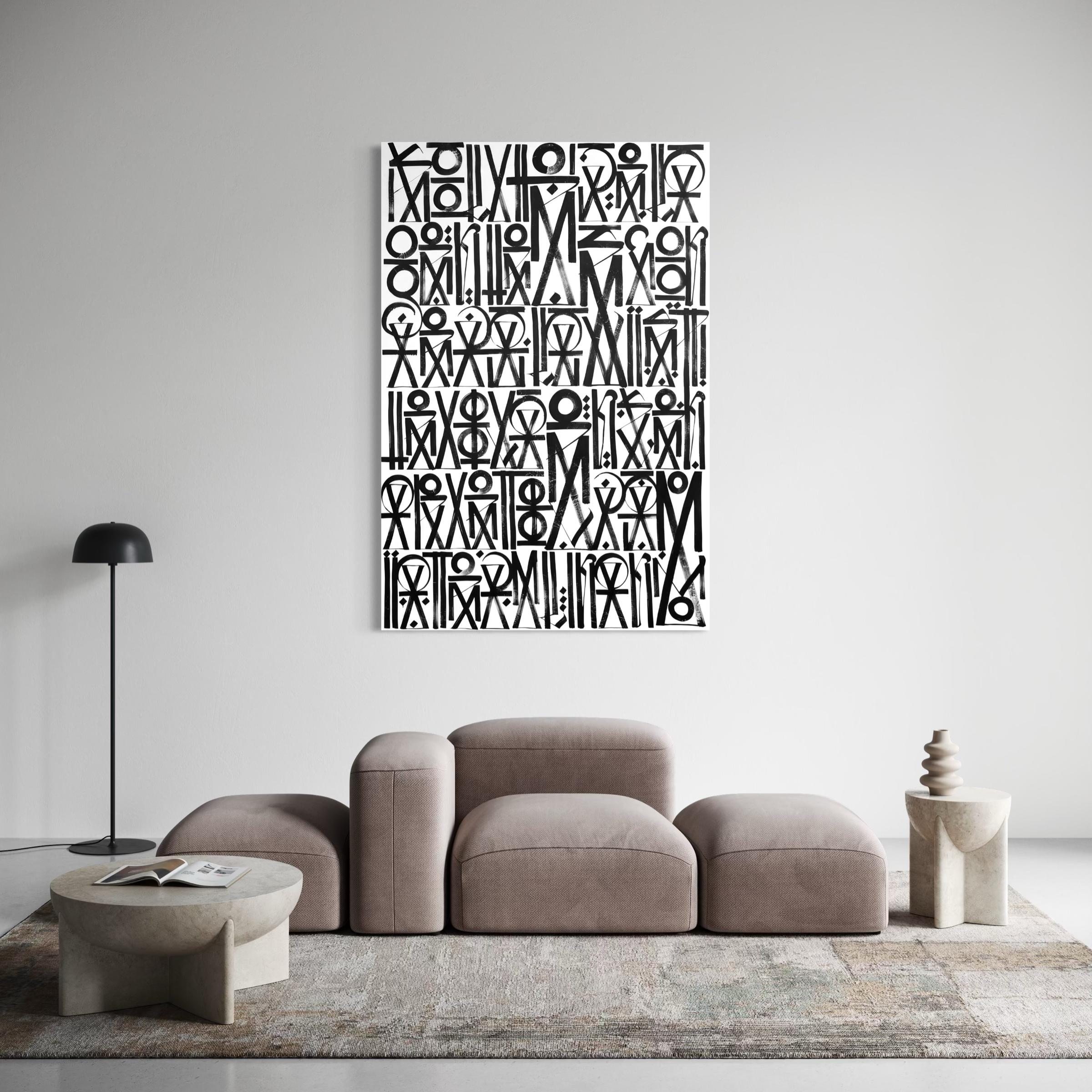 Abstract Black & White Calligraphy Poster Print | Minimalist Scandinavian Canvas Wall Art