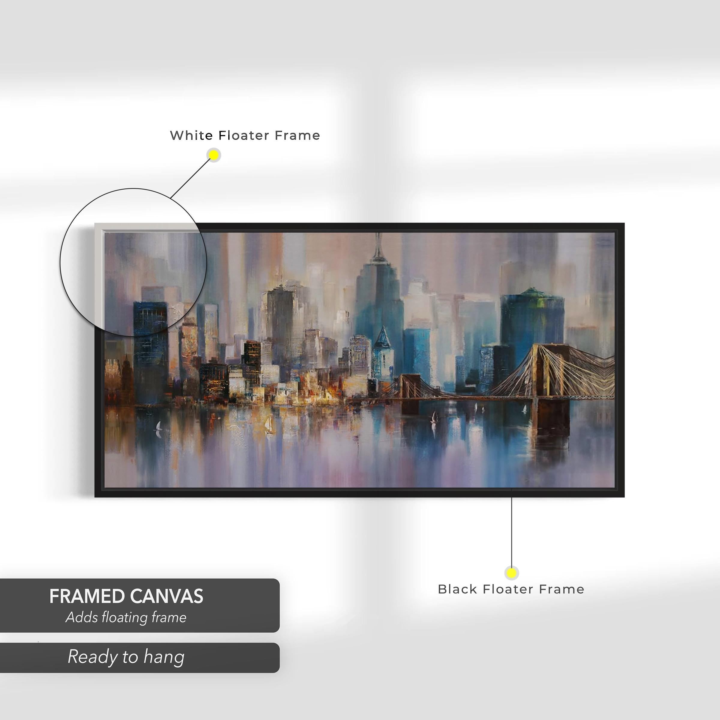 Abstract New York City Skyline | Brooklyn Bridge Cityscape Modern Canvas Art | Poster Print