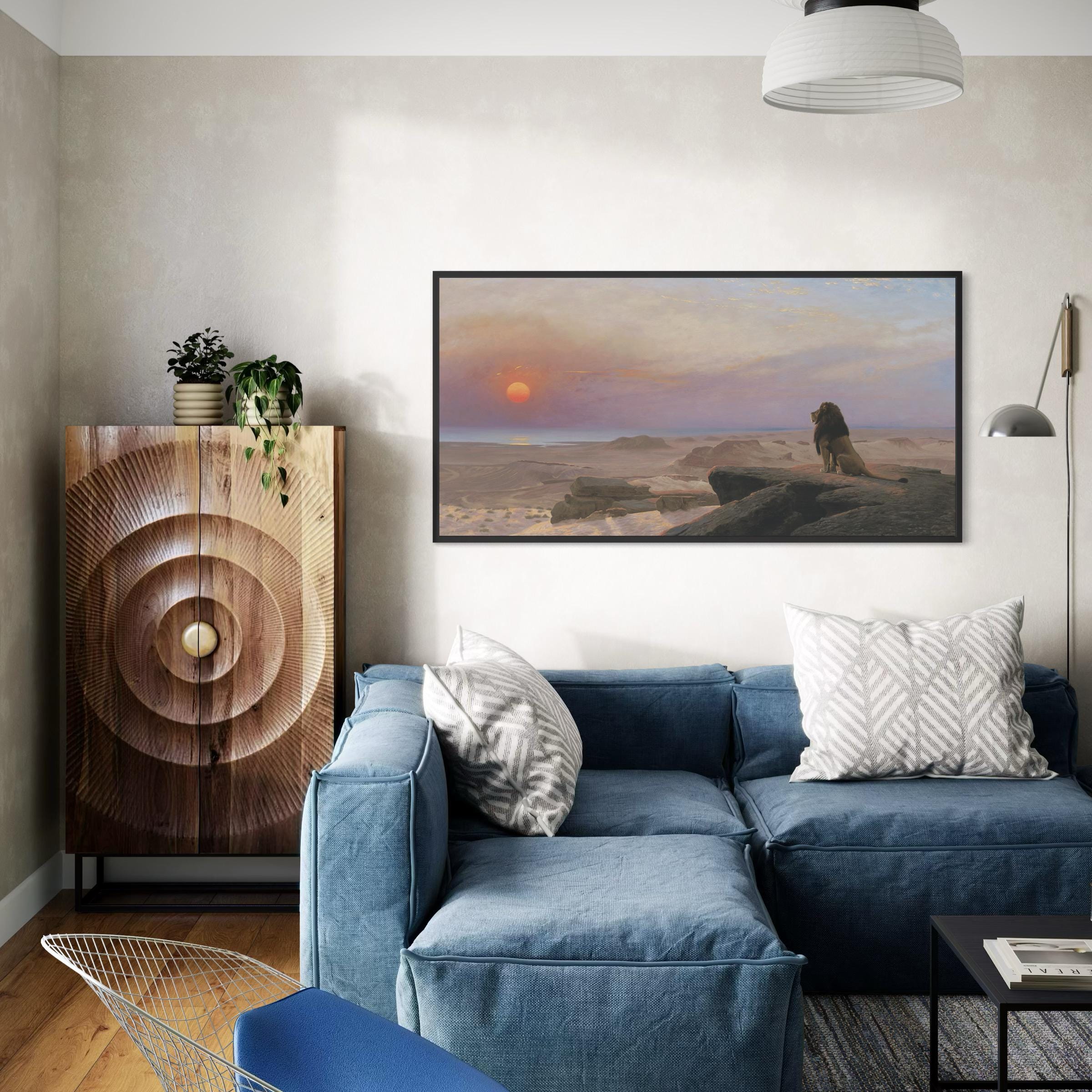 The Two Majesties by Jean-Leon Gerome | Lion Sunset Desert Canvas Art | Poster Print