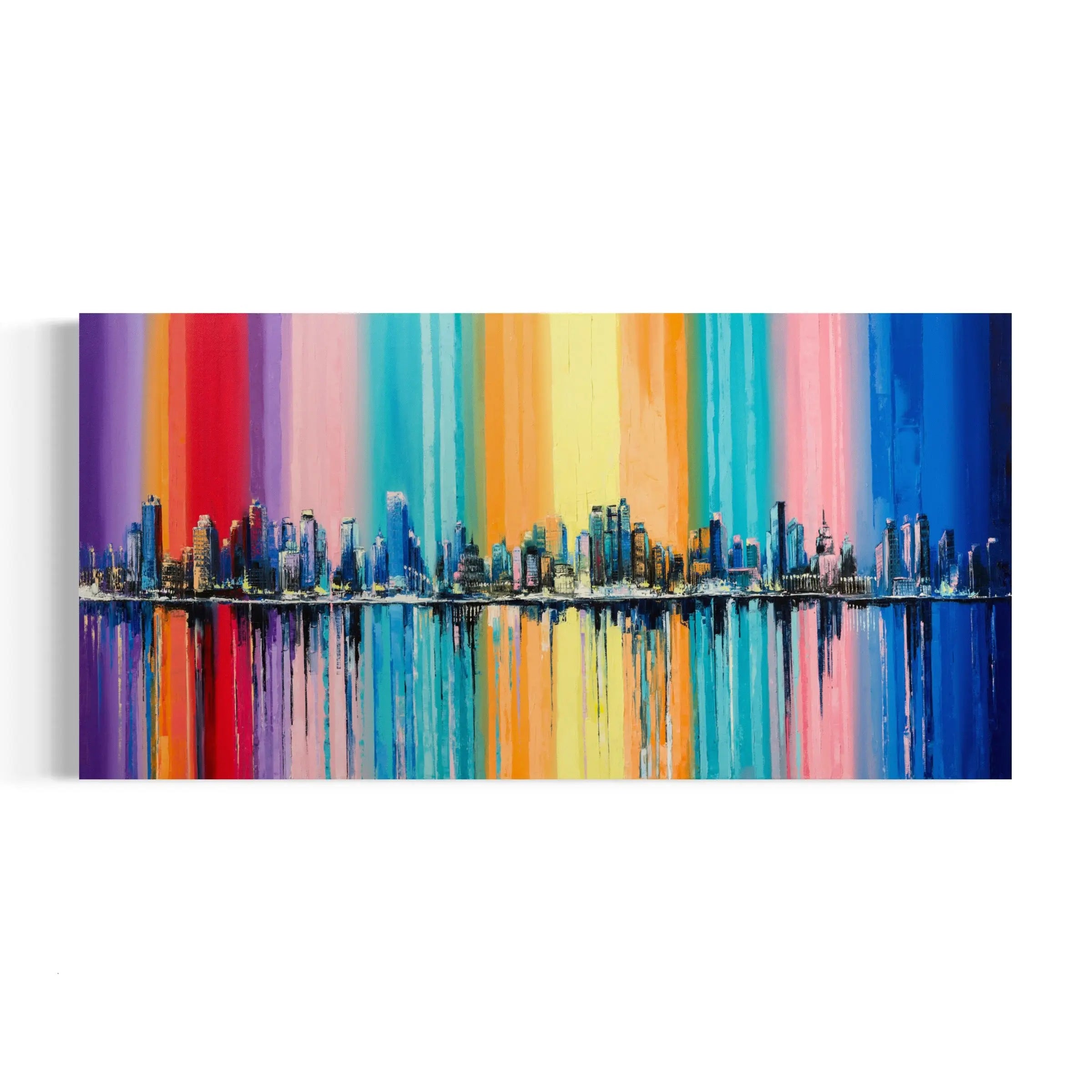 a painting of a city on a white background