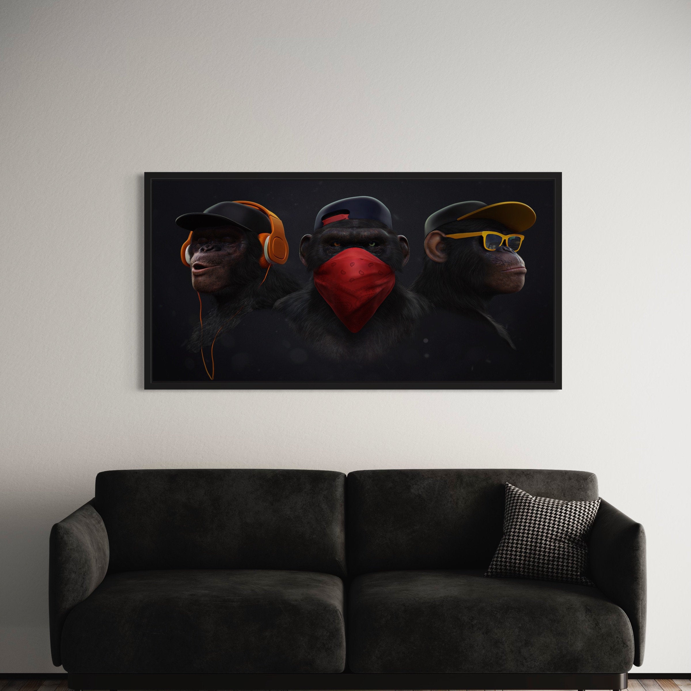 3 Wise Swag Monkeys Gang | Canvas Art | Poster Print