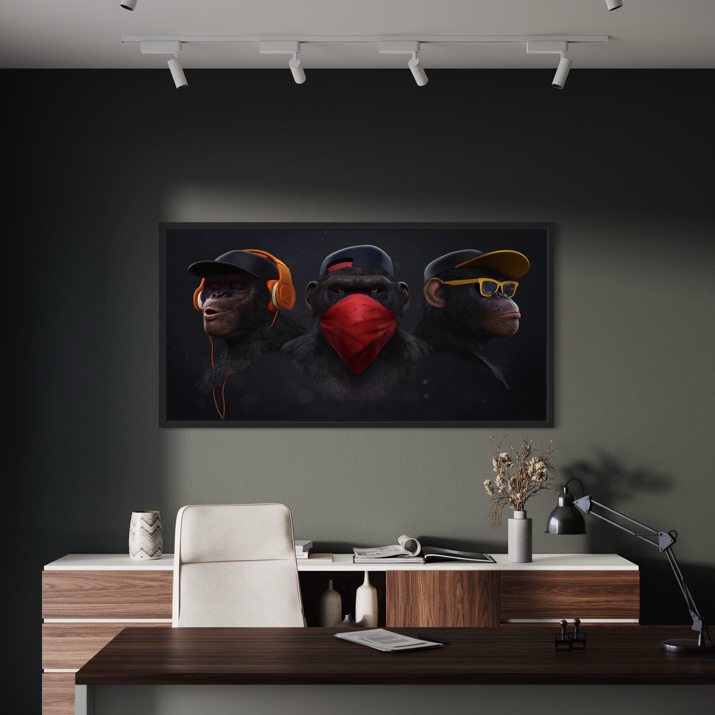 3 Wise Swag Monkeys Gang | Canvas Art | Poster Print