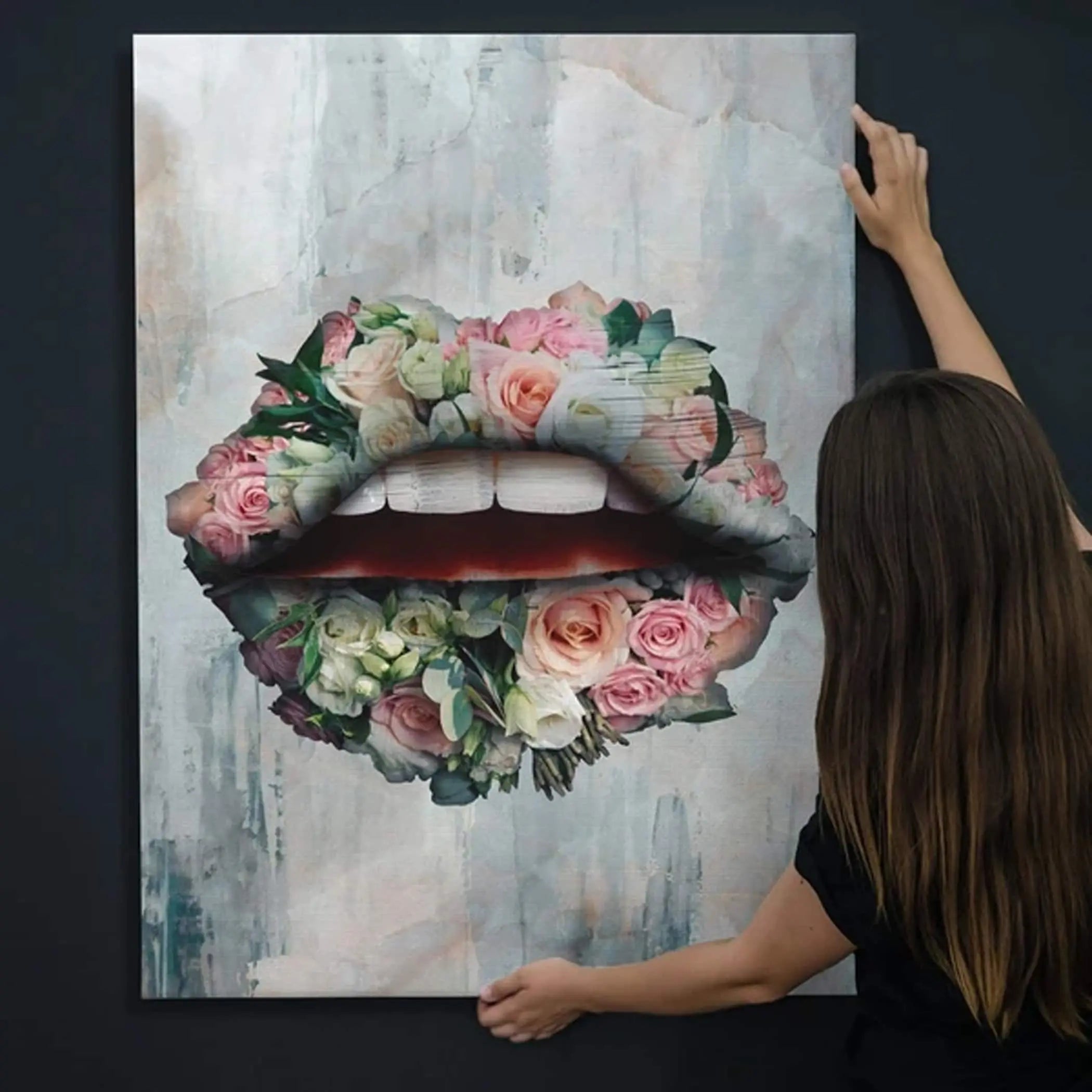 Beauty Bouquet Lips Canvas Wall Art | Poster Print Canvastoria