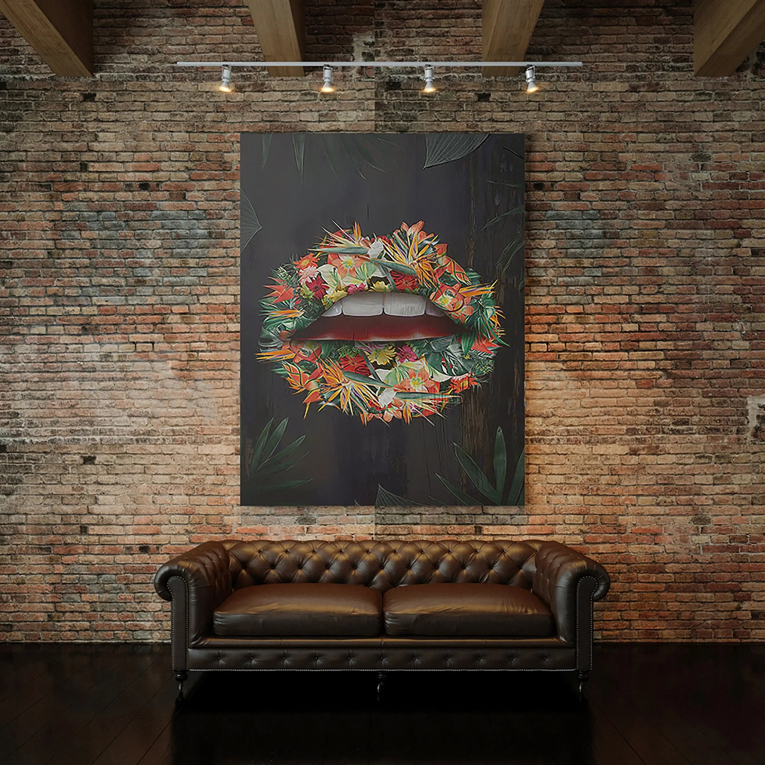 Fresh Flower Lips Canvas Wall Art | Poster Print Canvastoria