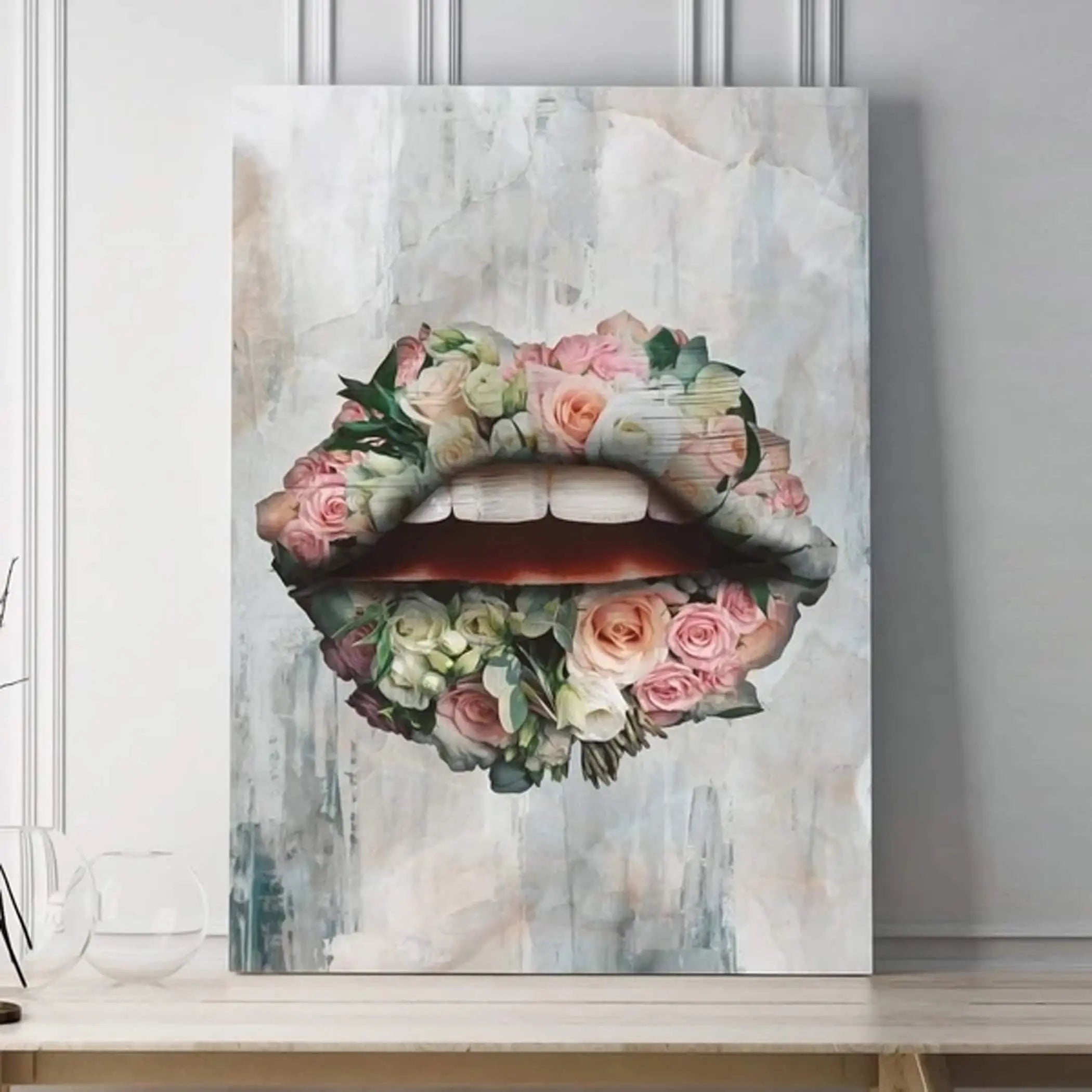 Beauty Bouquet Lips Canvas Wall Art | Poster Print Canvastoria