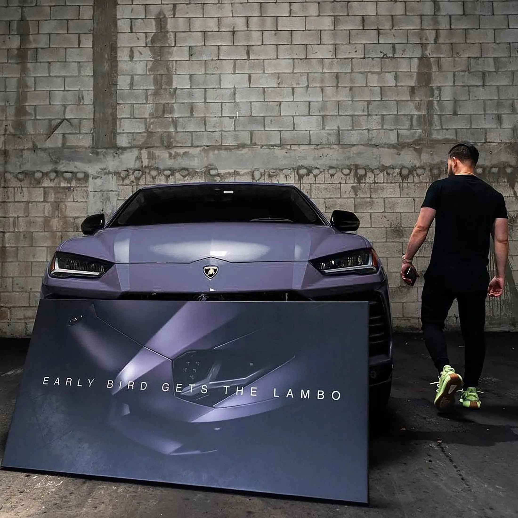 Early Bird Gets Lambo Canvas Wall Art | Poster Print Canvastoria