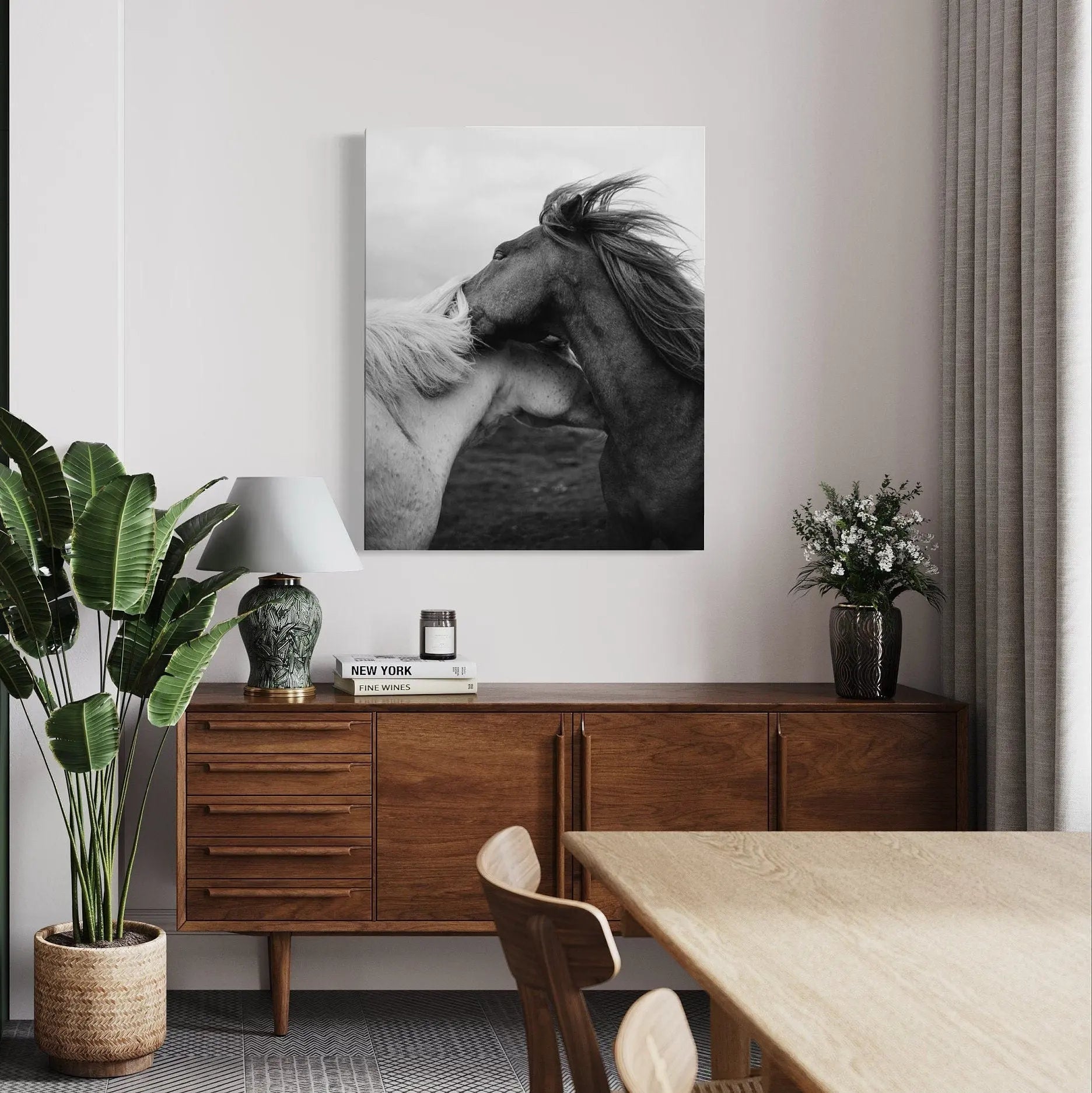 Love Horses in Black & White Canvas Wall Art | Poster Print - Canvastoria