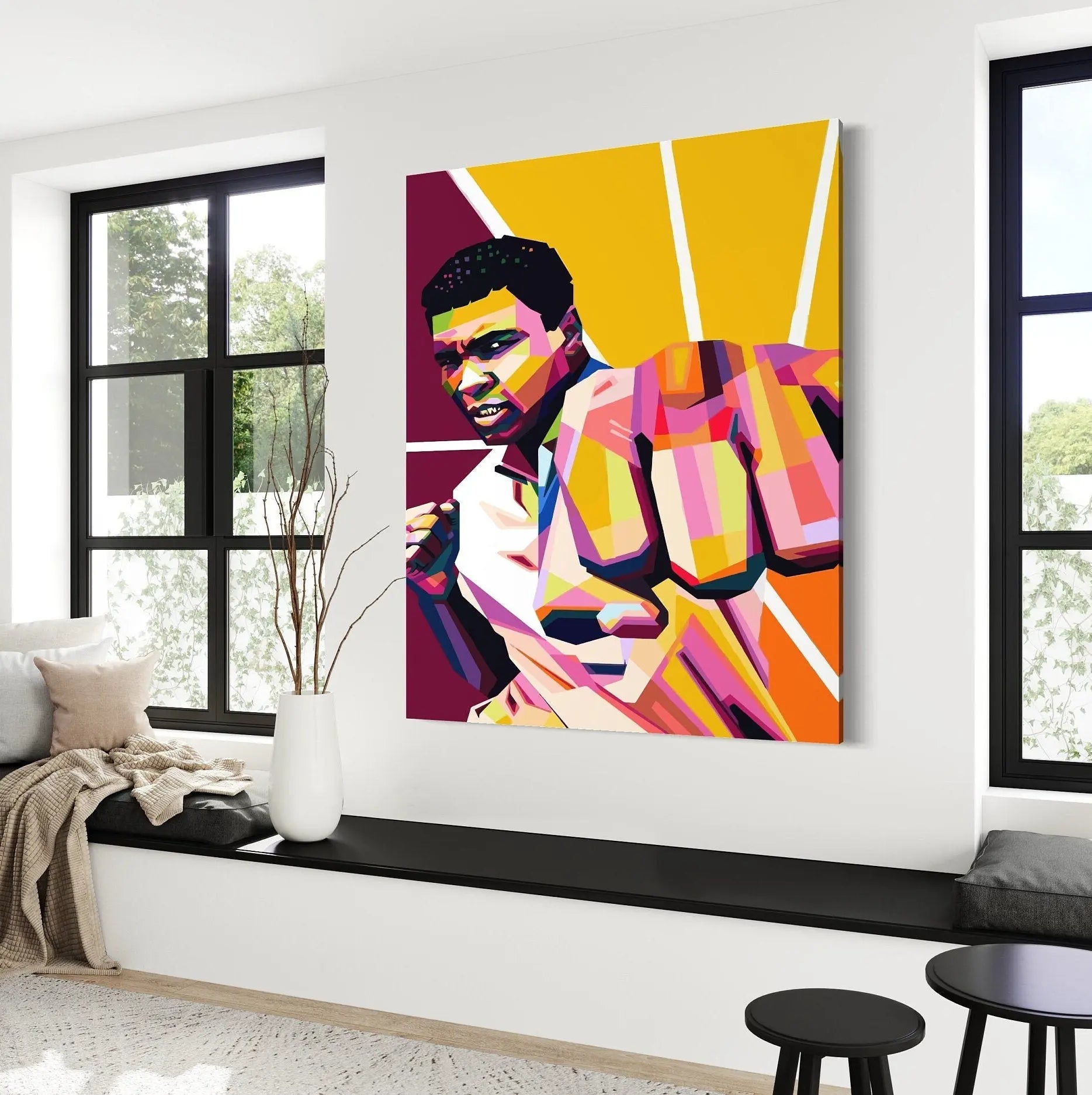 Muhammad Ali ’Kick Wpap Art Colors’ Canvas Wall Art | Poster Print - Canvastoria