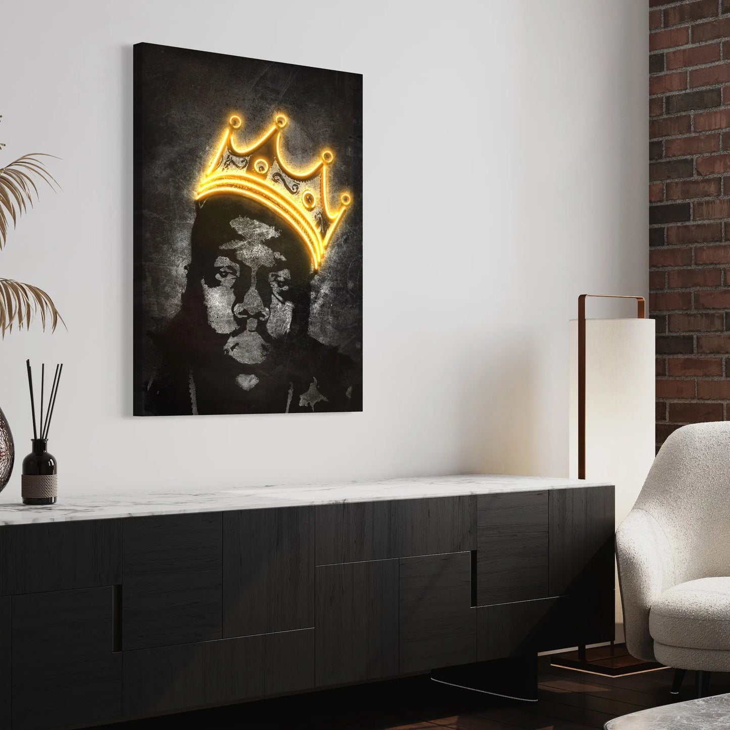 Notorious B.I.G. -  Yellow Gold Neon Canvas Wall Art | Poster Print Canvastoria