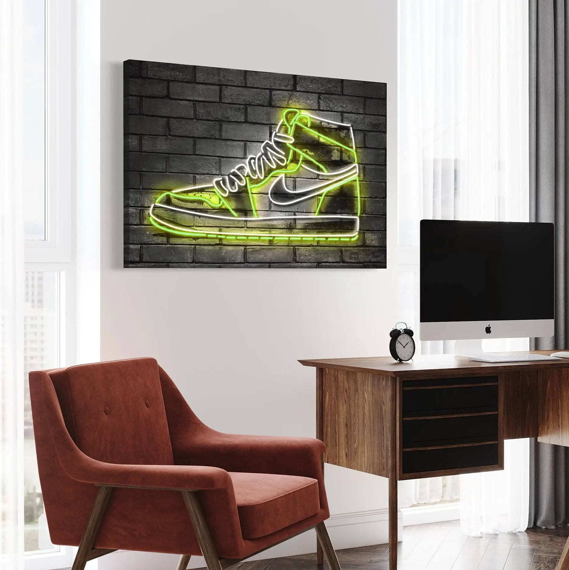 Nike Air Jordan 1 - Green Light Neon Canvas Wall Art | Poster Print Canvastoria