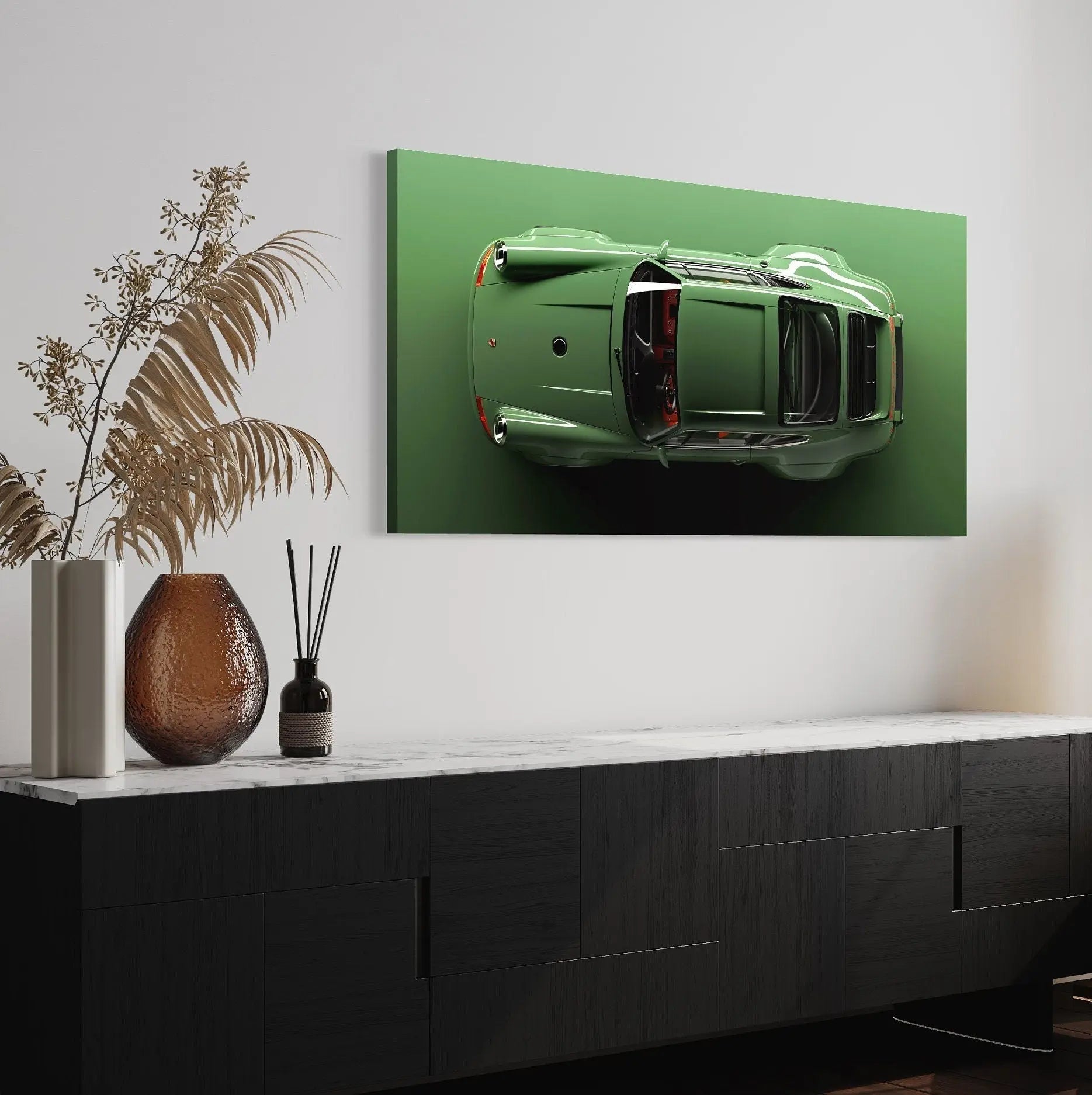 Green Porsche Top View Canvas Wall Art | Poster Print - Canvastoria