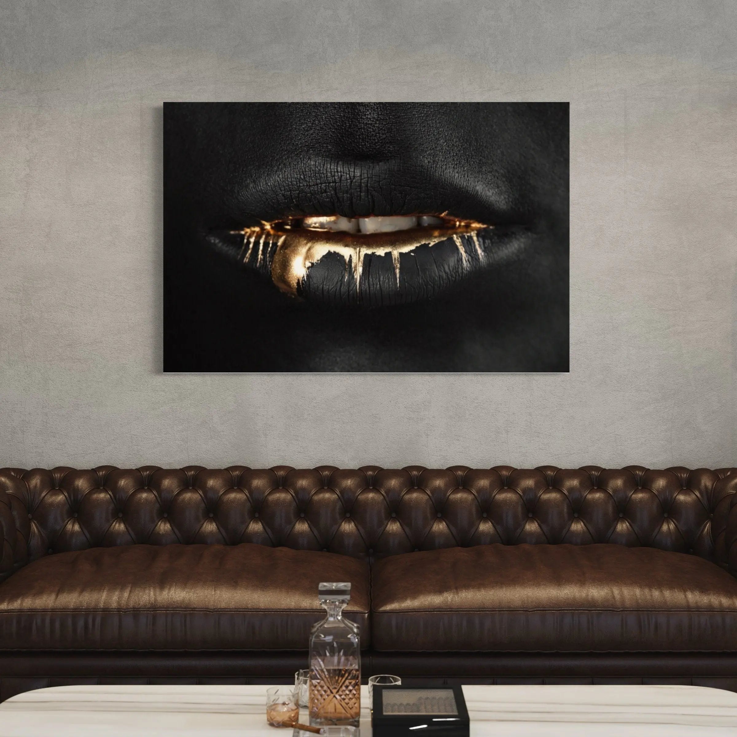 Golden Lips Canvas Wall Art | Poster Print Canvastoria