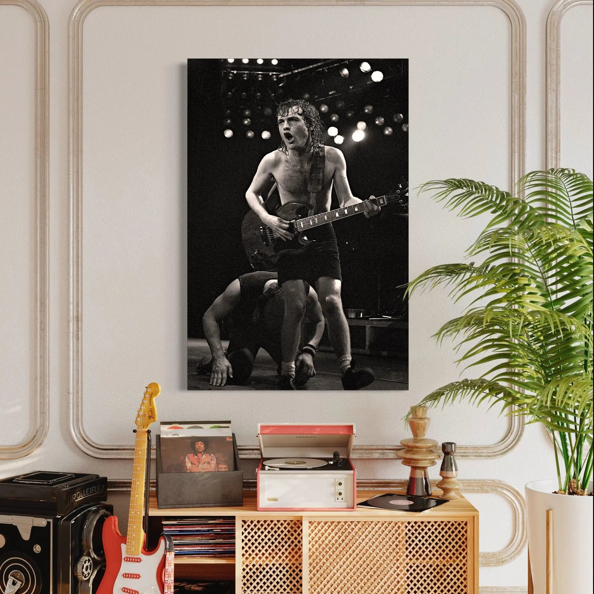 Angus Young 'Guitar Play' Canvas Wall Art | Poster Print Canvastoria