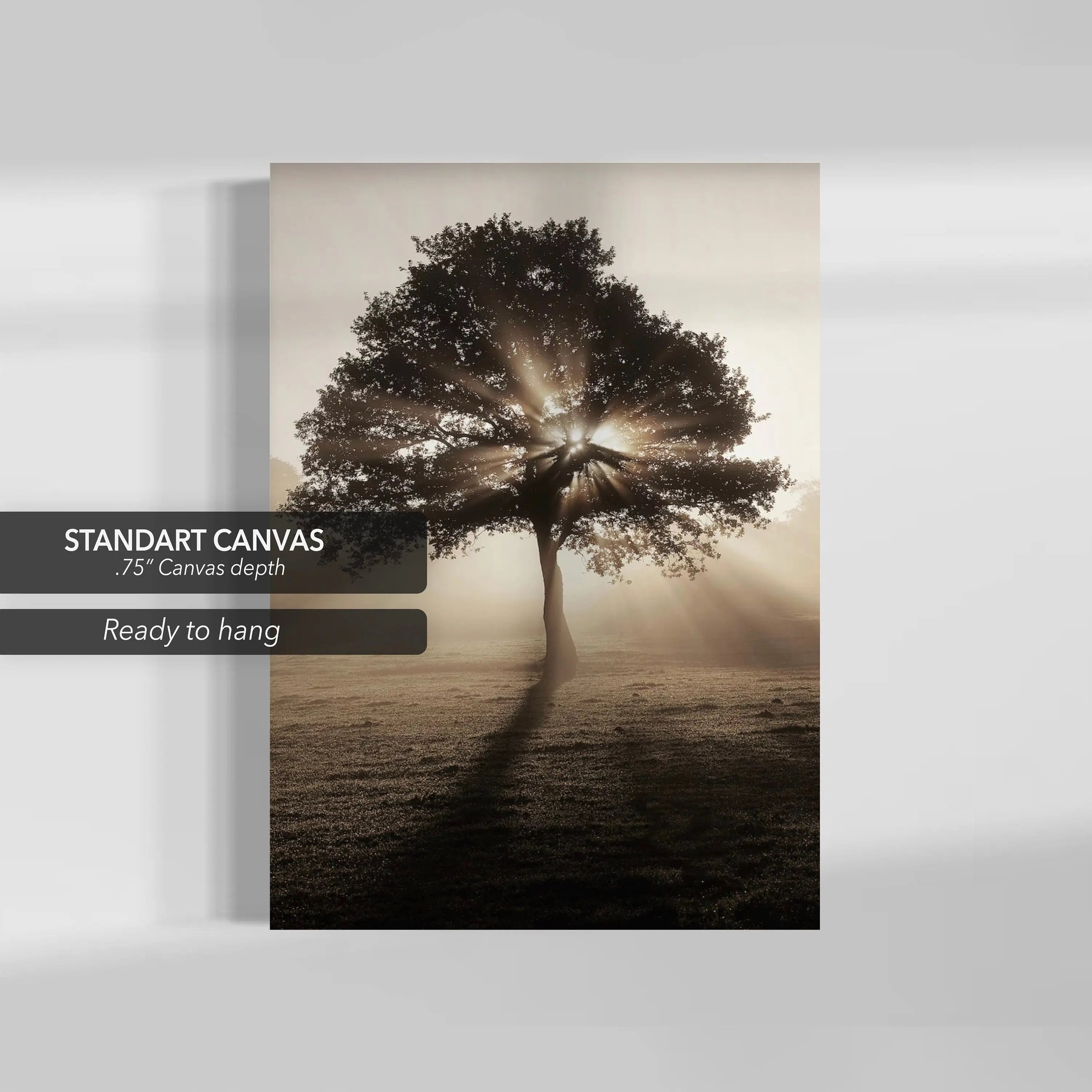 Tree & Sun Streaks Canvas Wall Art | Poster Print Canvastoria