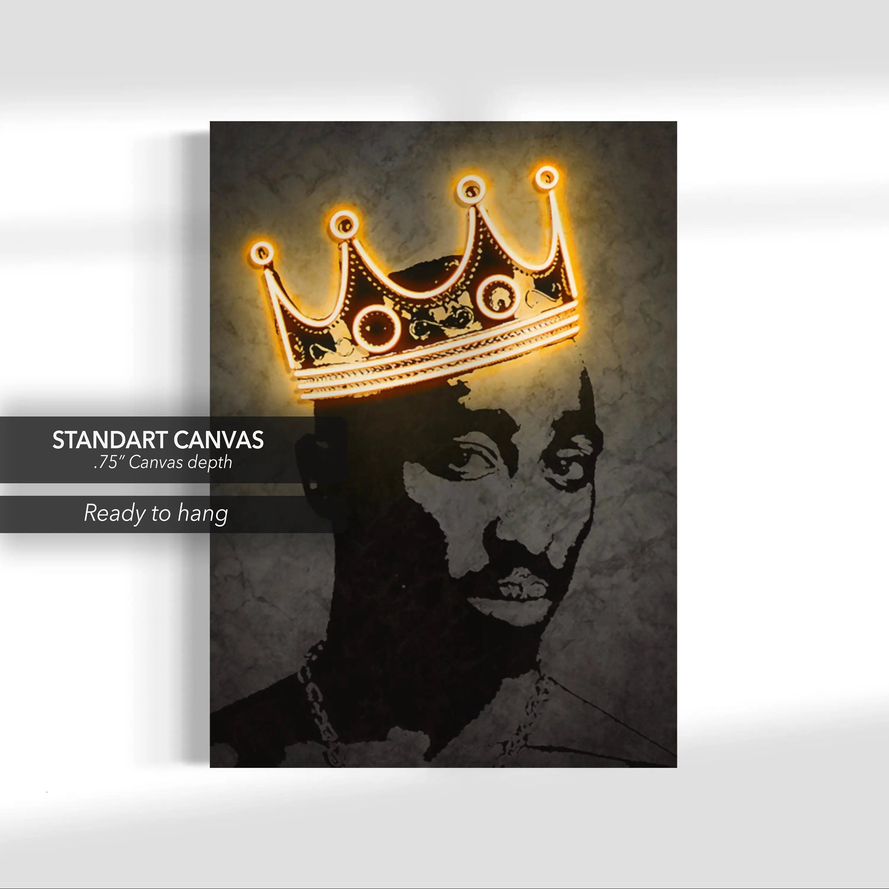 2Pac King Krown Canvas Wall Art | Poster Print - Canvastoria