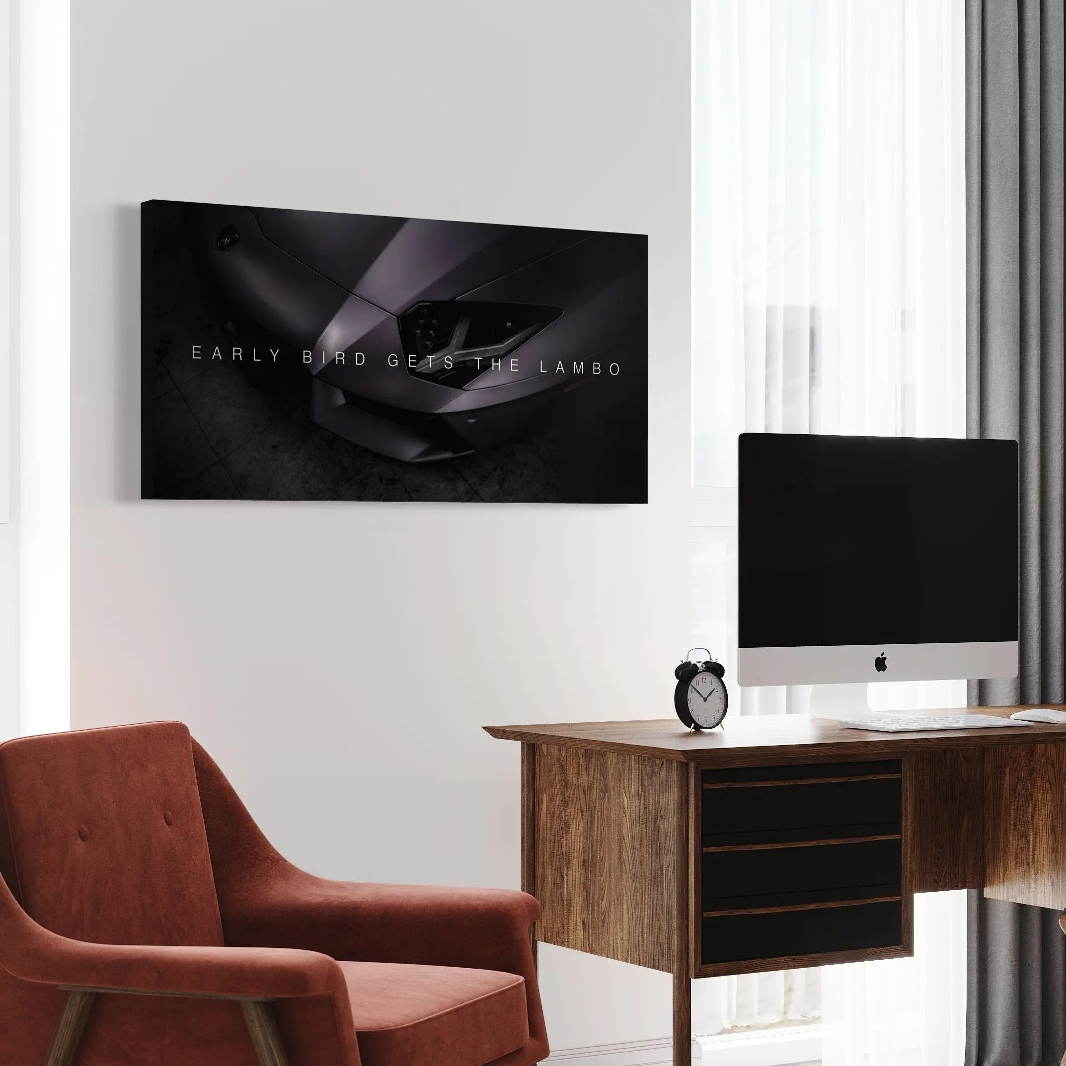 Early Bird Gets Lambo Canvas Wall Art | Poster Print Canvastoria