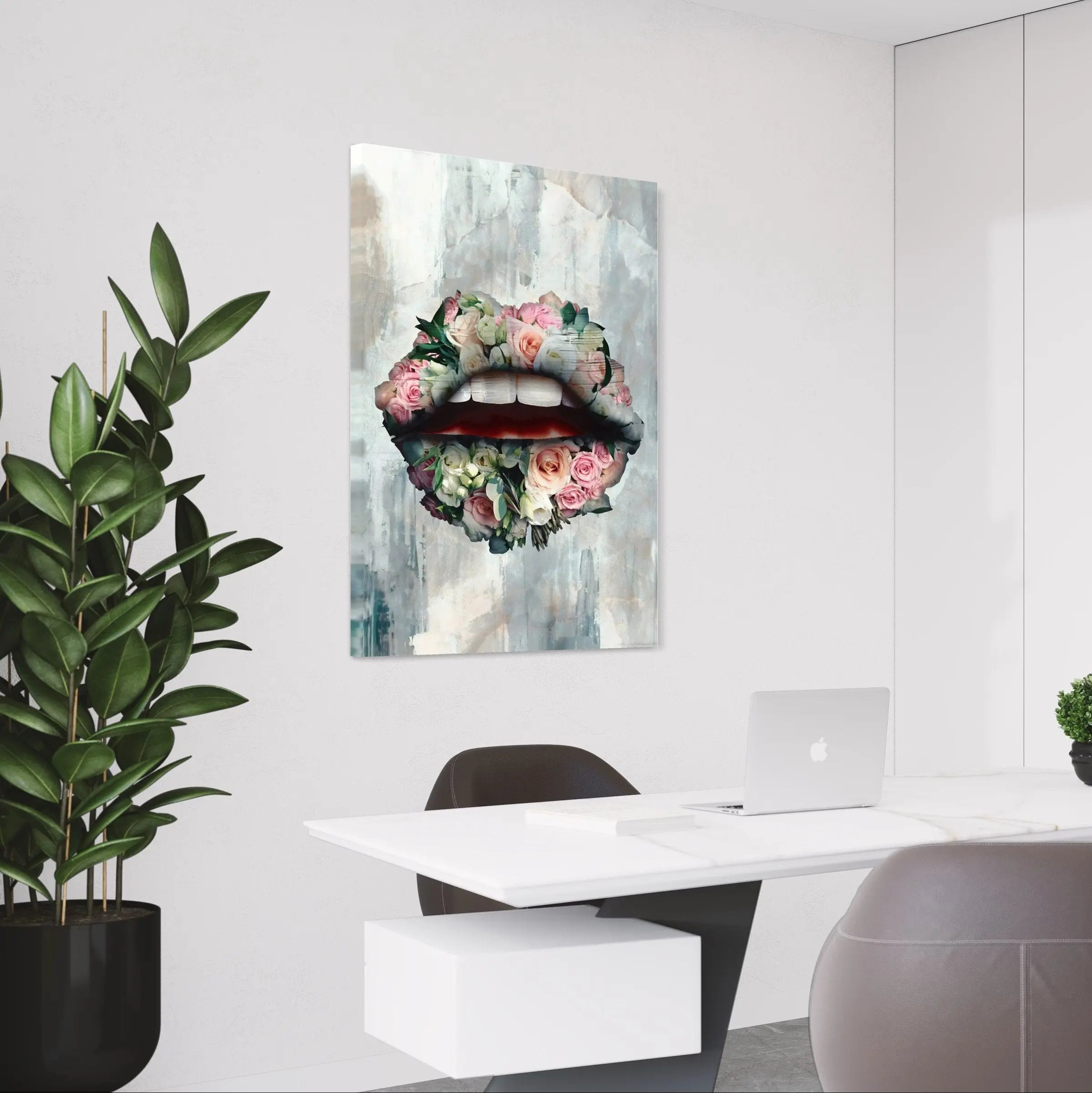 Beauty Bouquet Lips Canvas Wall Art | Poster Print Canvastoria