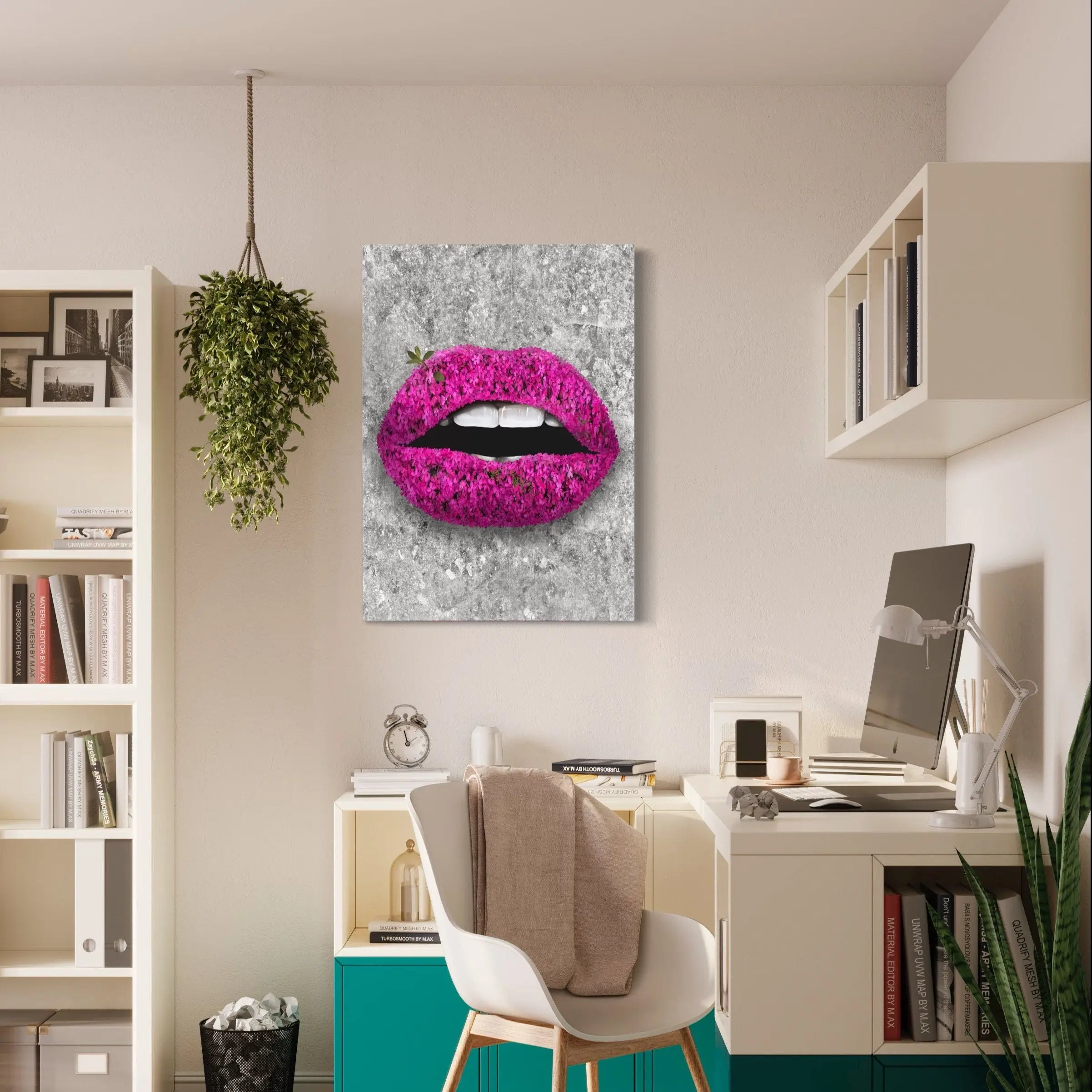 Rosy Stone Flower Lips Canvas Wall Art | Poster Print Canvastoria
