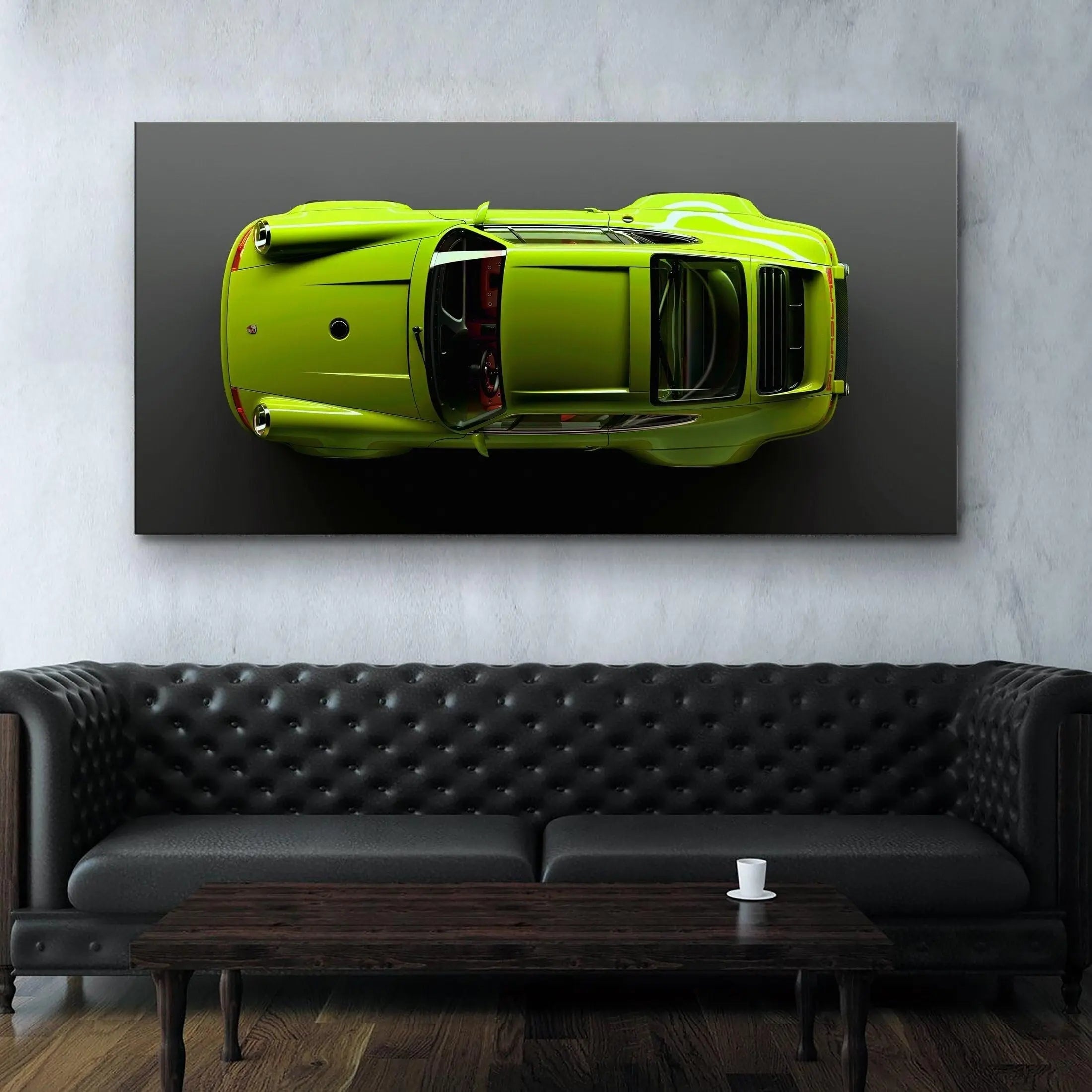 Light Green Porsche Top Canvas Wall Art | Poster Print Canvastoria