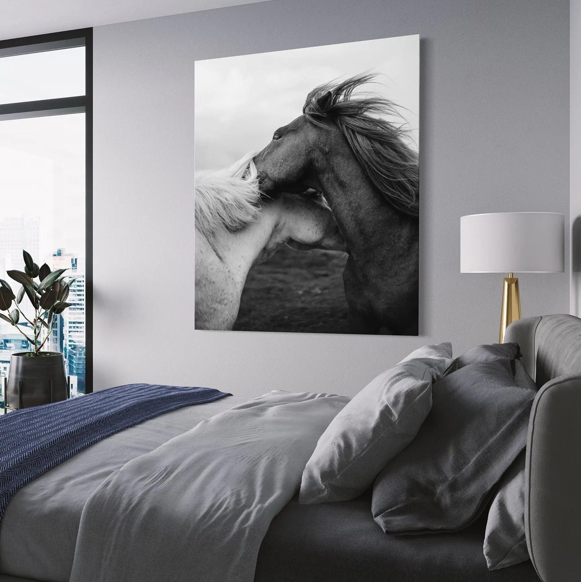 Love Horses in Black & White Canvas Wall Art | Poster Print - Canvastoria