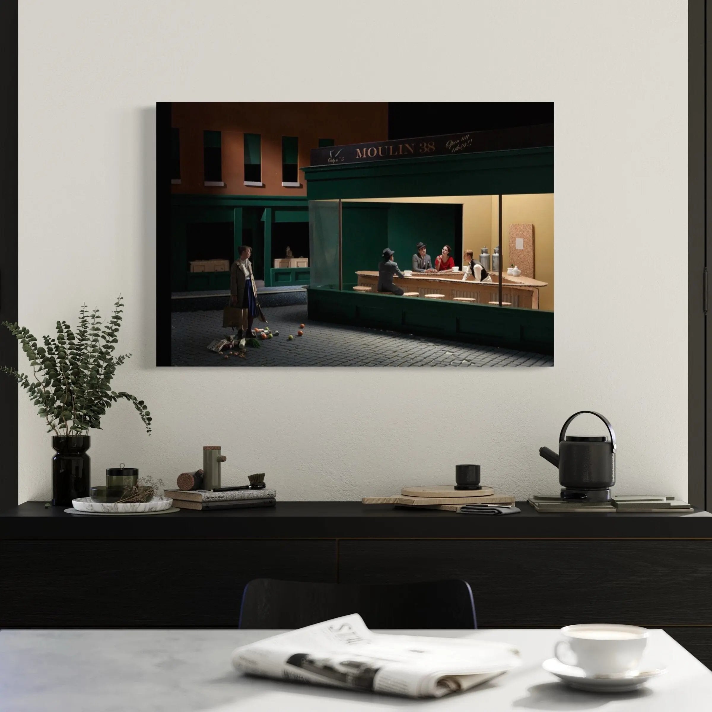 Nicolas Velter 'Moulin 38 Nighthawks' Canvas Wall Art | Poster Print Canvastoria