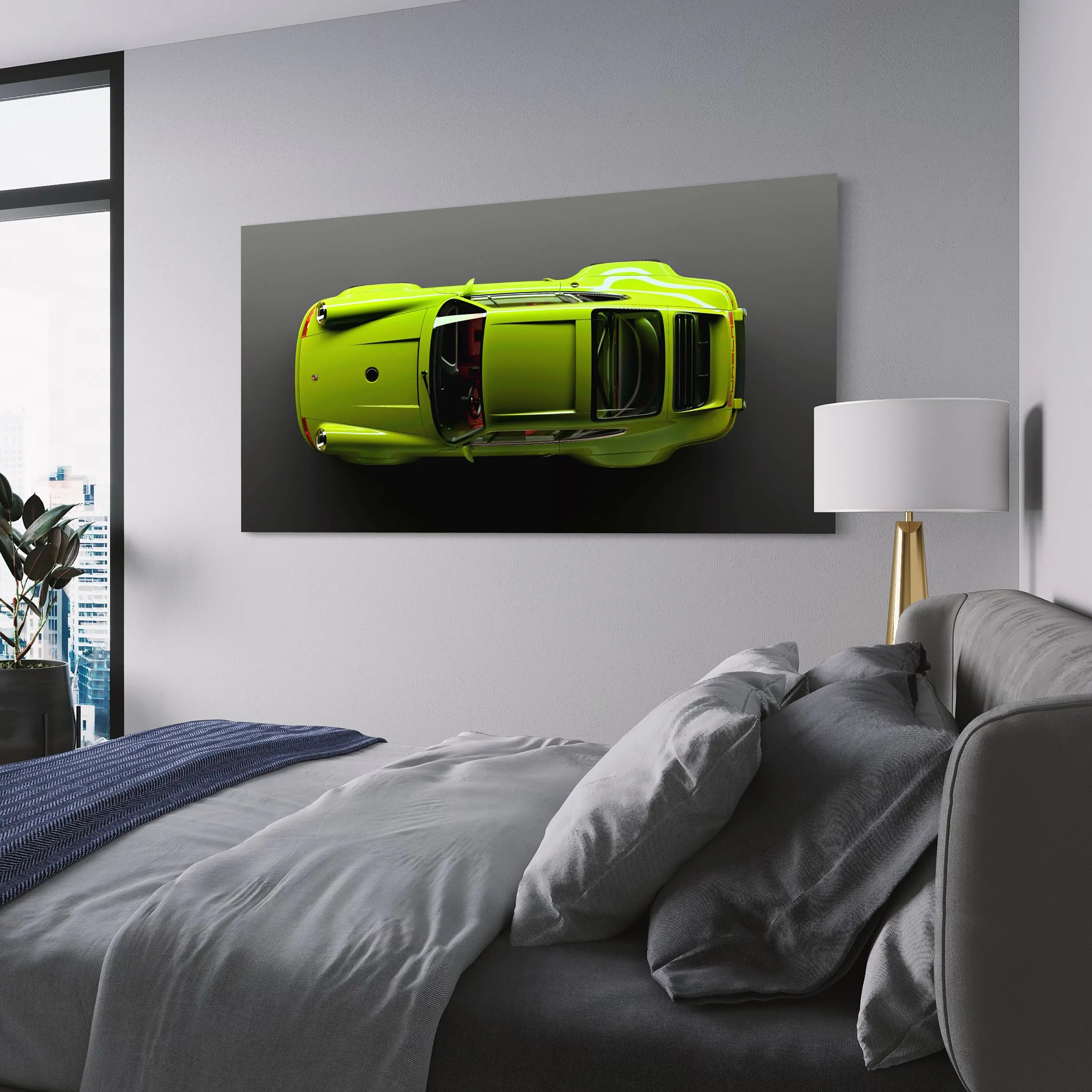 Light Green Porsche Top Canvas Wall Art | Poster Print Canvastoria