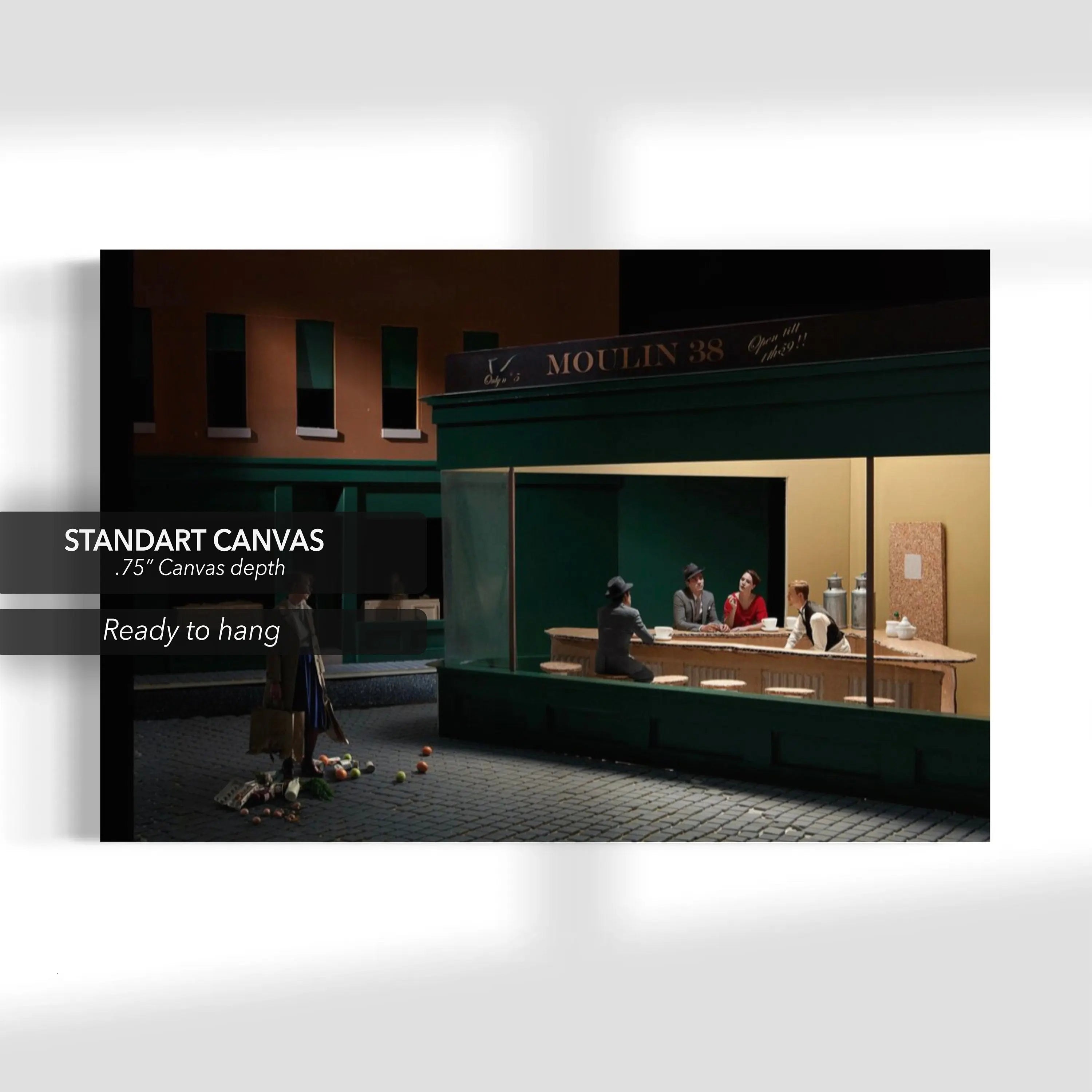 Nicolas Velter 'Moulin 38 Nighthawks' Canvas Wall Art | Poster Print Canvastoria