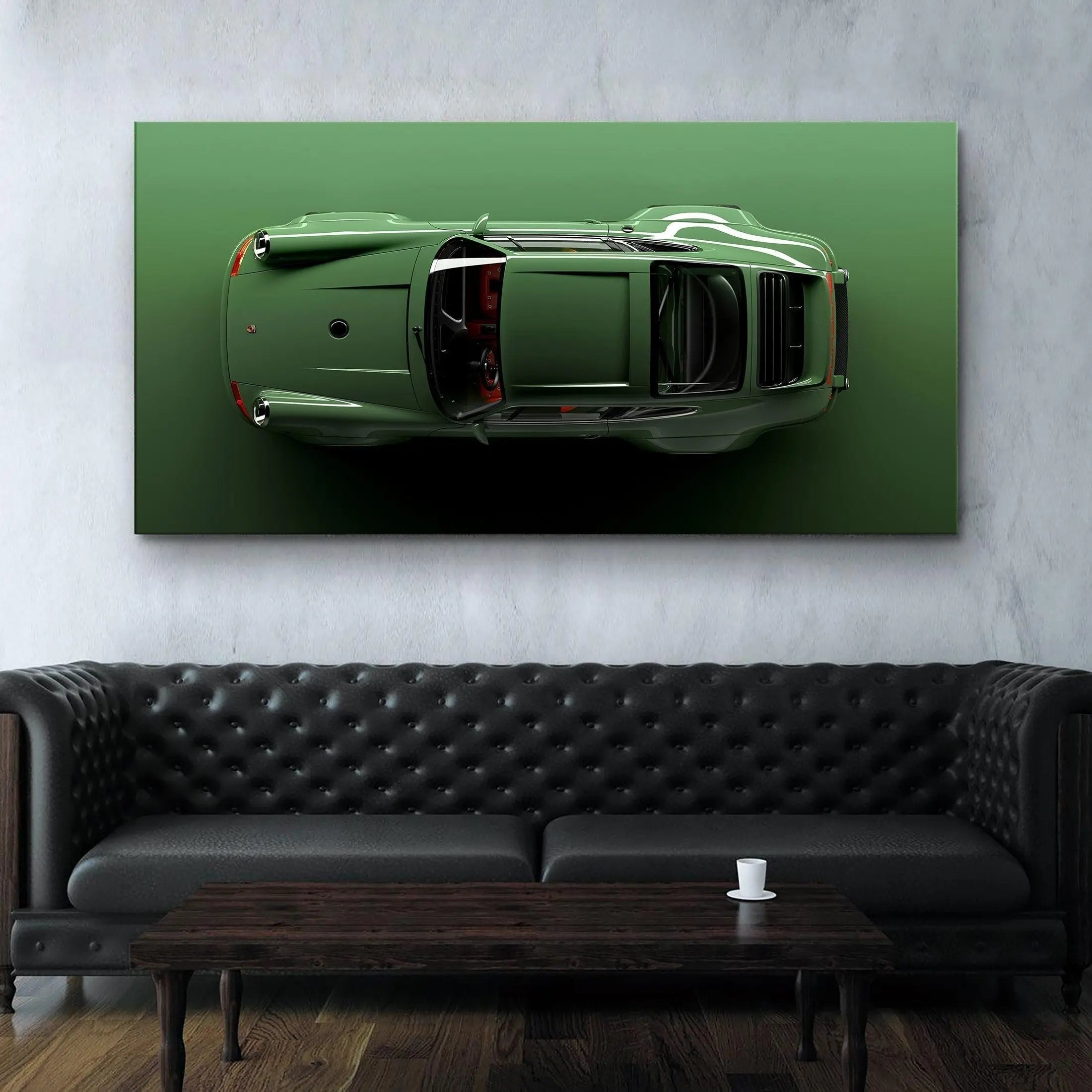 Green Porsche Top View Canvas Wall Art | Poster Print - Canvastoria