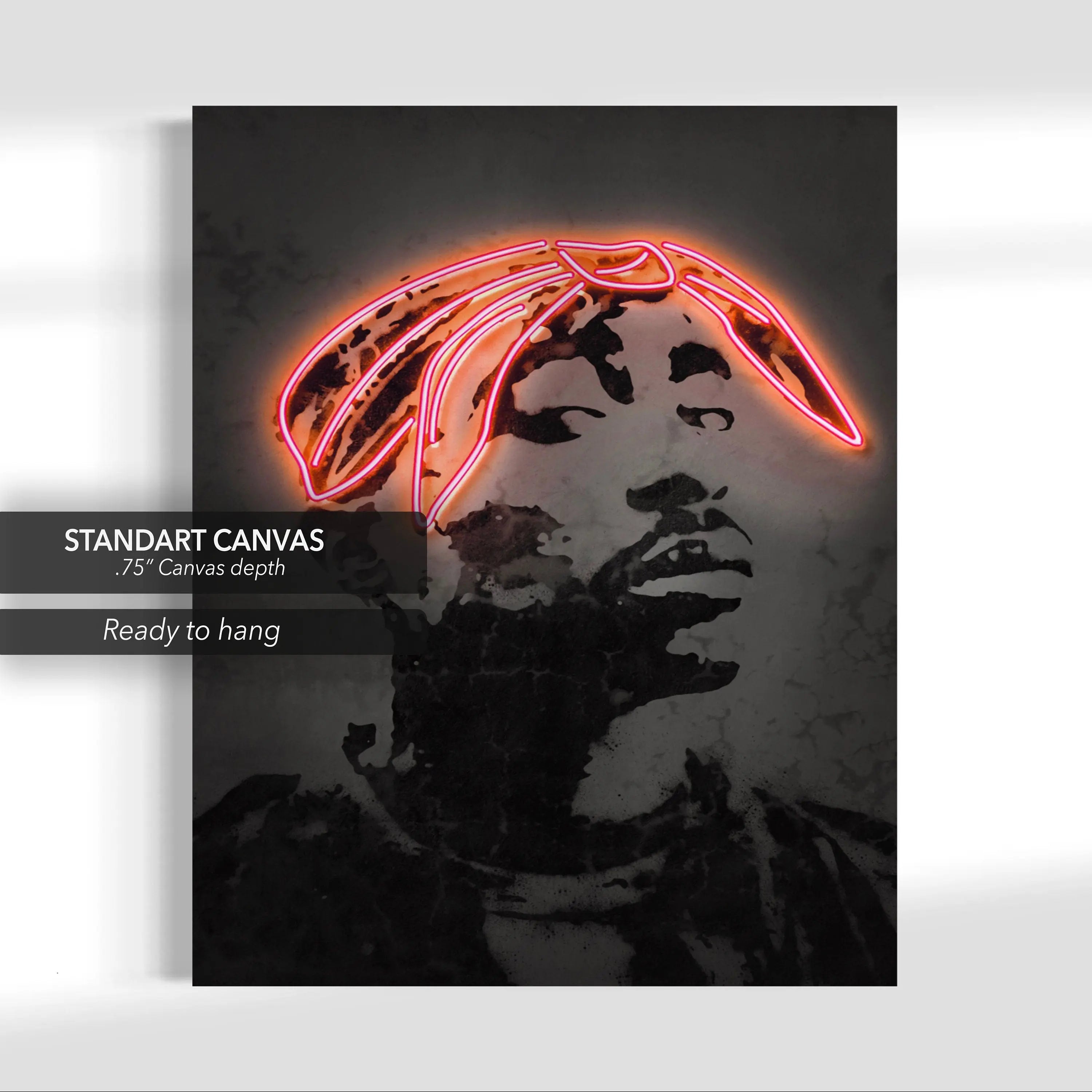 2Pac Red Neon Canvas Wall Art | Poster Print Canvastoria