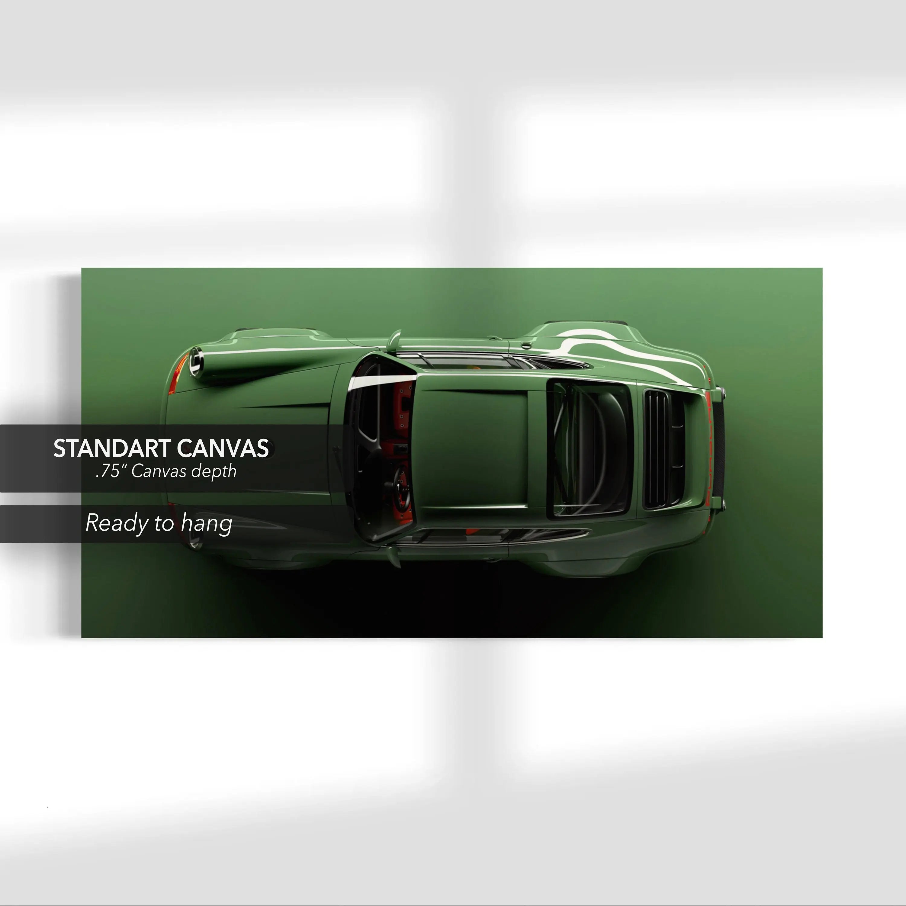 Green Porsche Top View Canvas Wall Art | Poster Print - Canvastoria