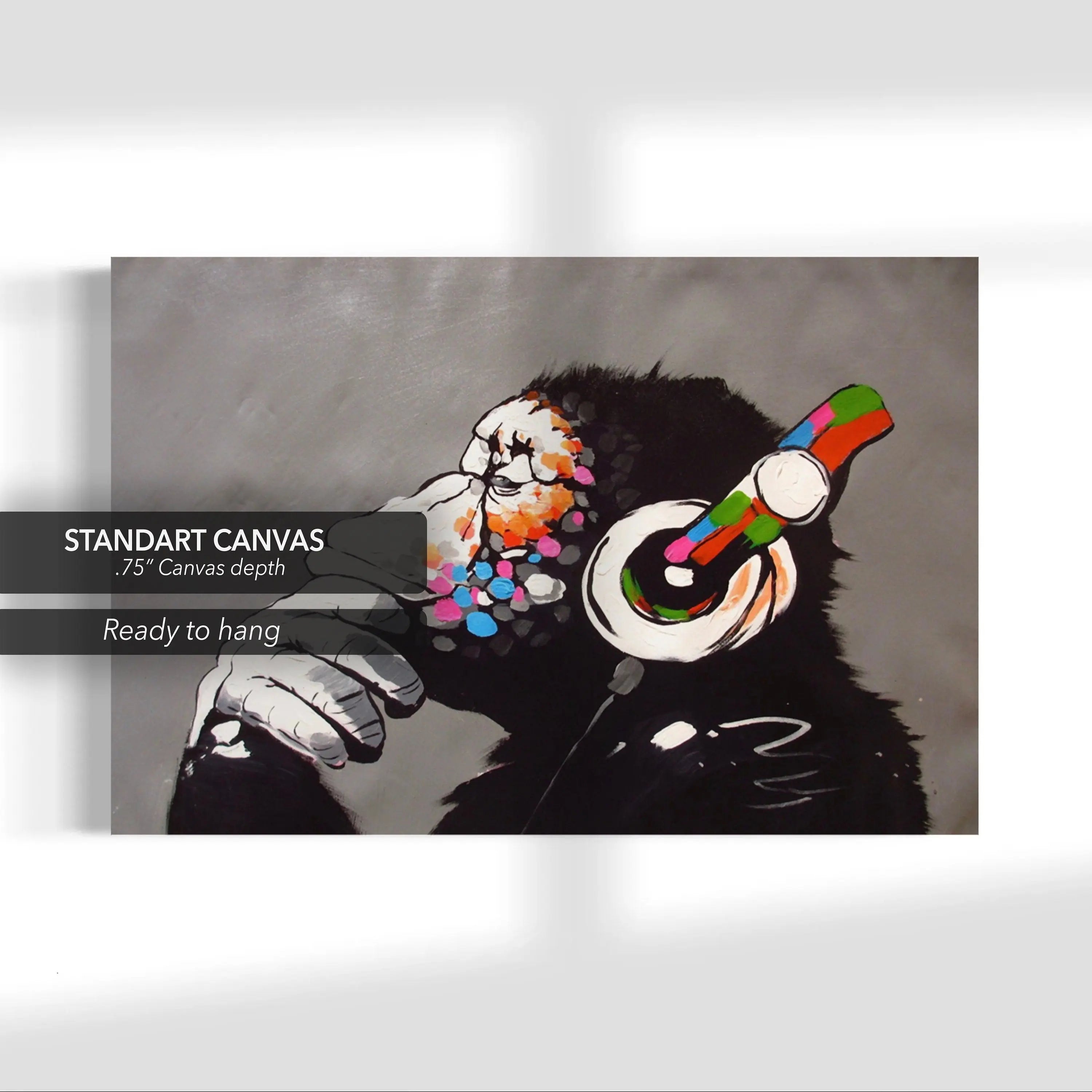 Monkey Thinking by Banksy Canvas Wall Art | Poster Print Canvastoria