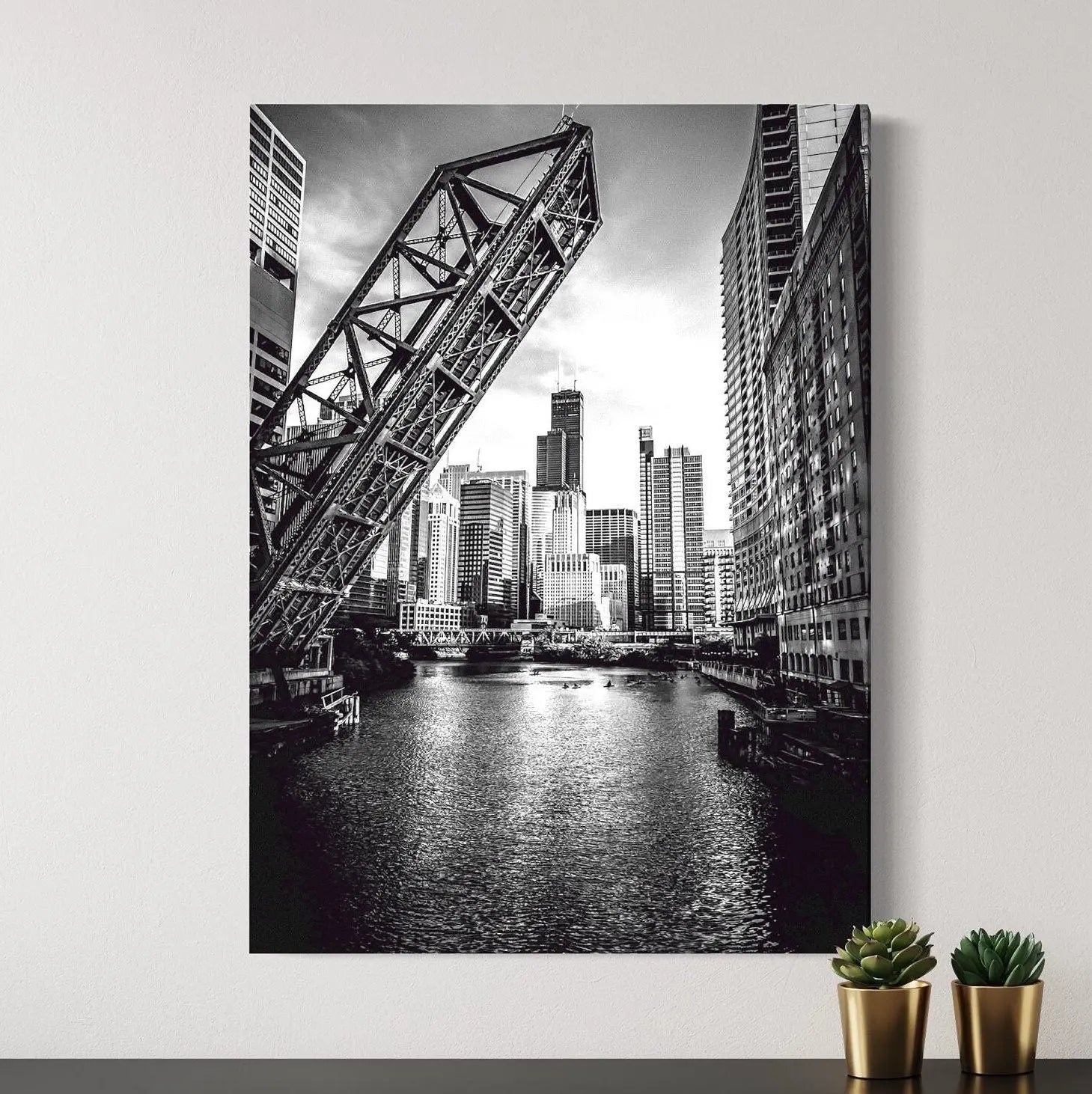 Chicago Avenue Bridge Canvas Wall Art | Poster Print Canvastoria