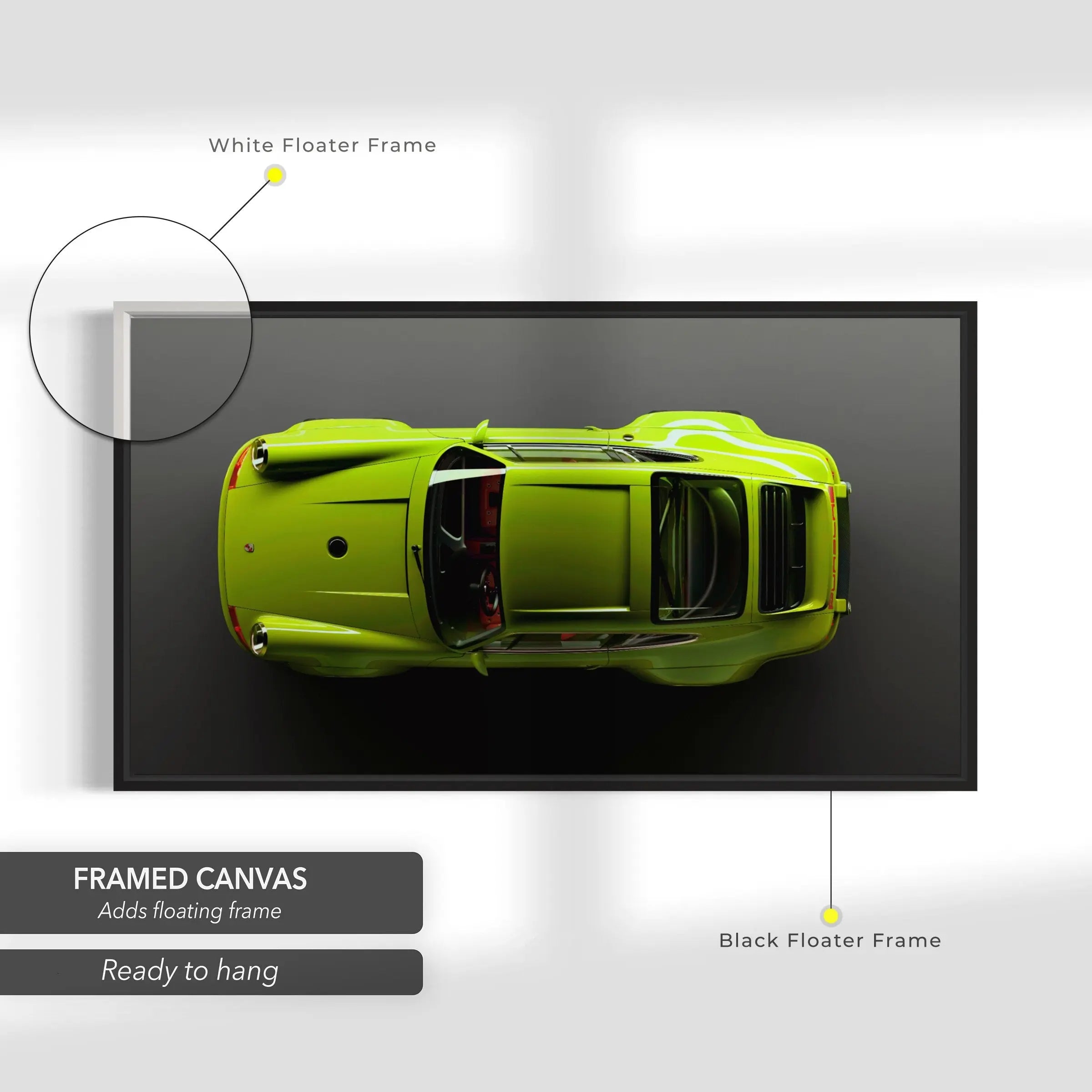 Light Green Porsche Top Canvas Wall Art | Poster Print Canvastoria