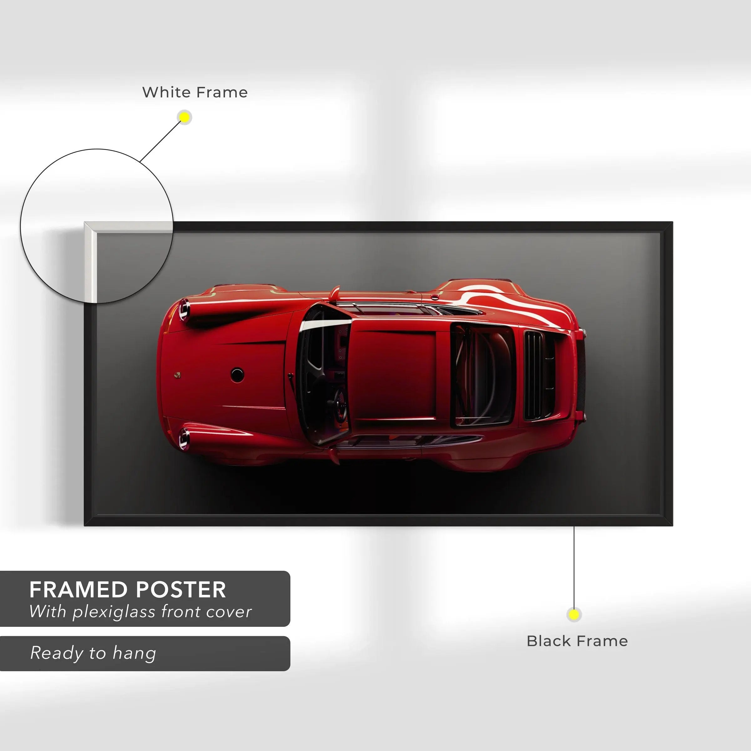 Red Porsche Top Canvas Wall Art | Poster Print Canvastoria